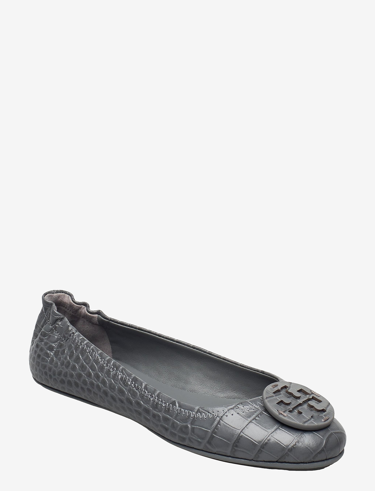 Tory Burch - MINNIE TRAVEL BALLET WITH LEATHER LOGO - zinc- croc - 0