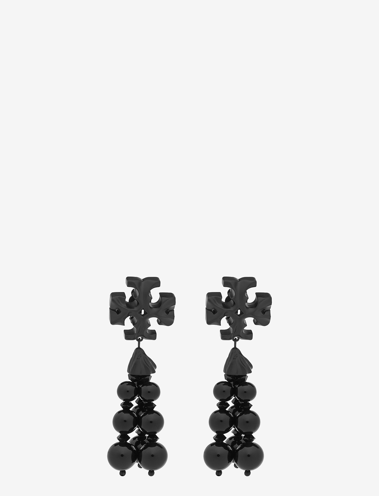 Tory Burch - ROXANNE MATTE TASSEL EARRING - matte black / black - 1