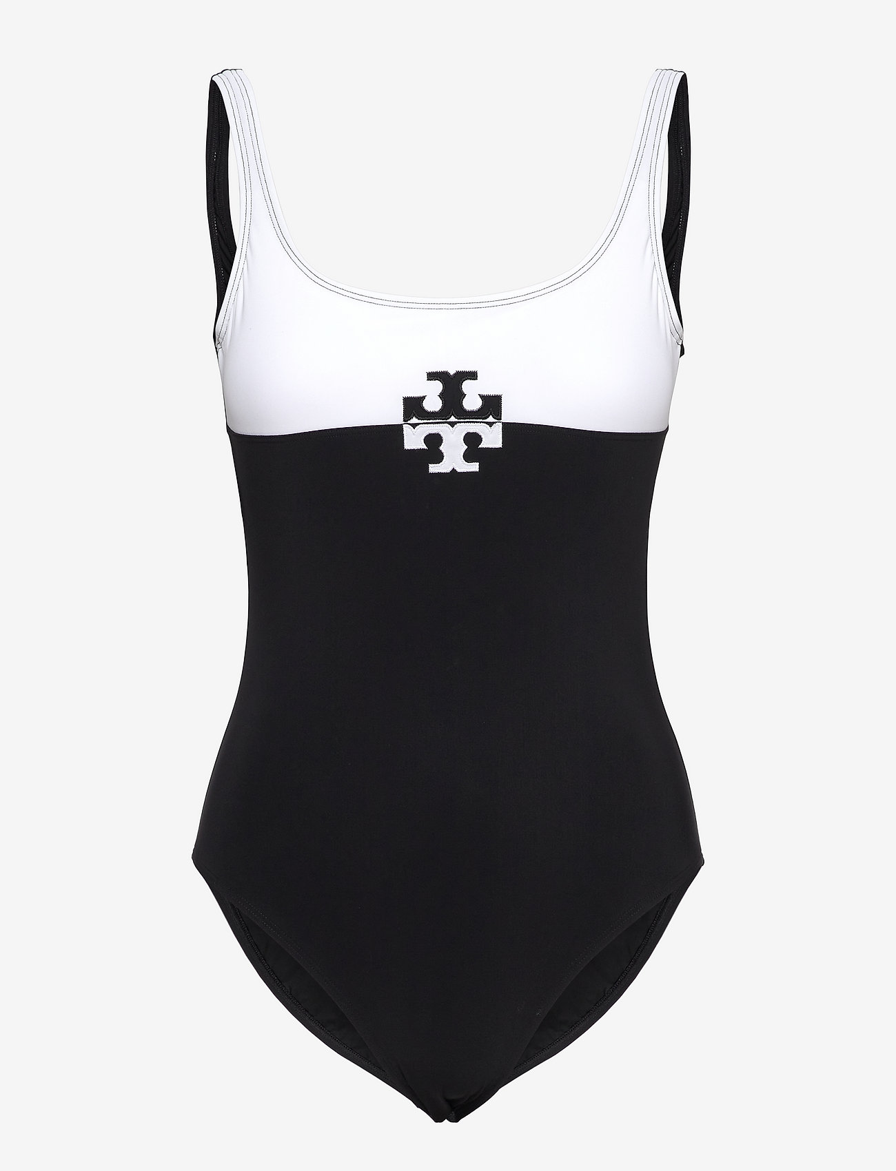 Tory Burch - COLOR-BLOCKED LOGO TANK SUIT - black / white - 0