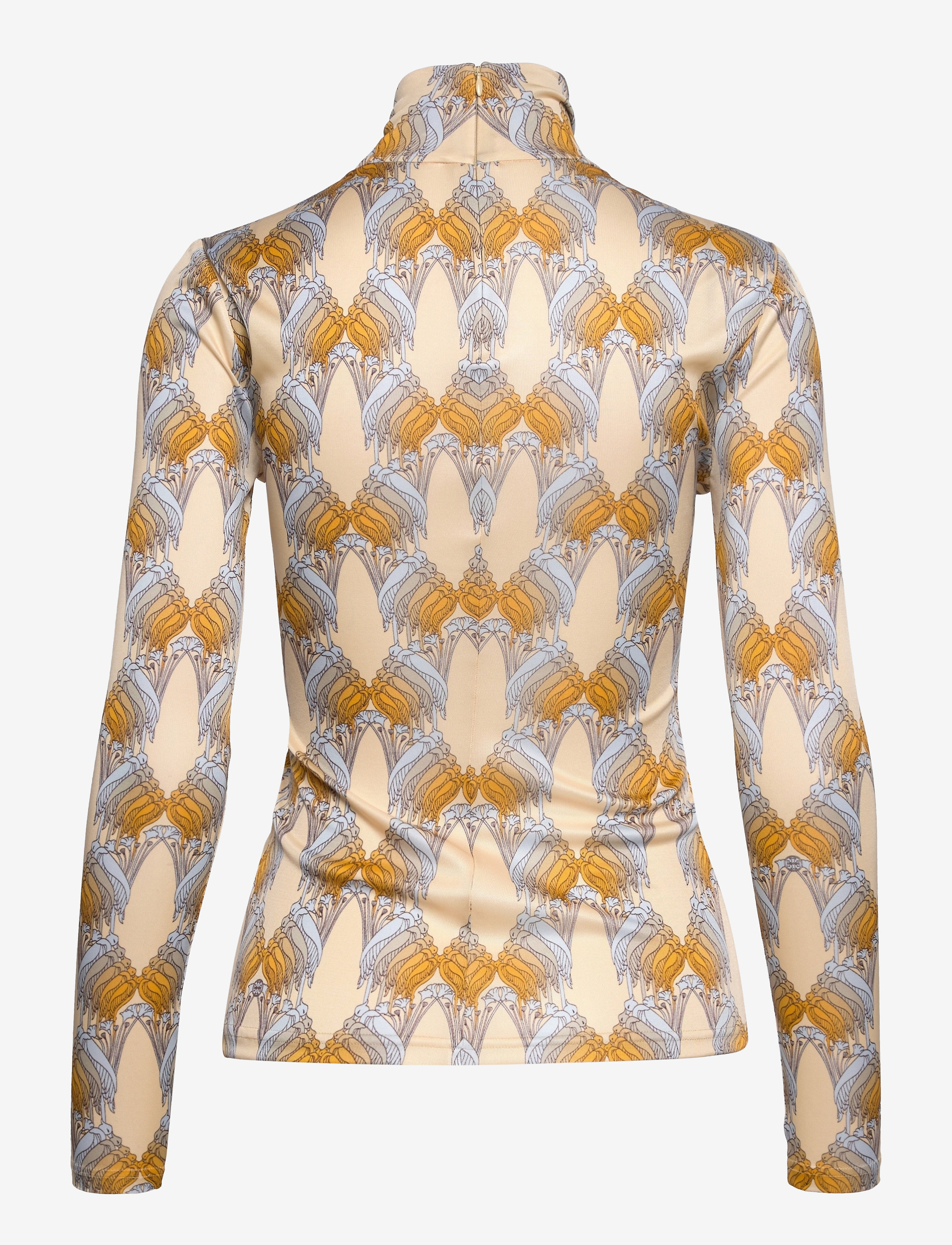 Tory Burch - SILK JERSEY TURTLENECK - sand deco crane geo - 1