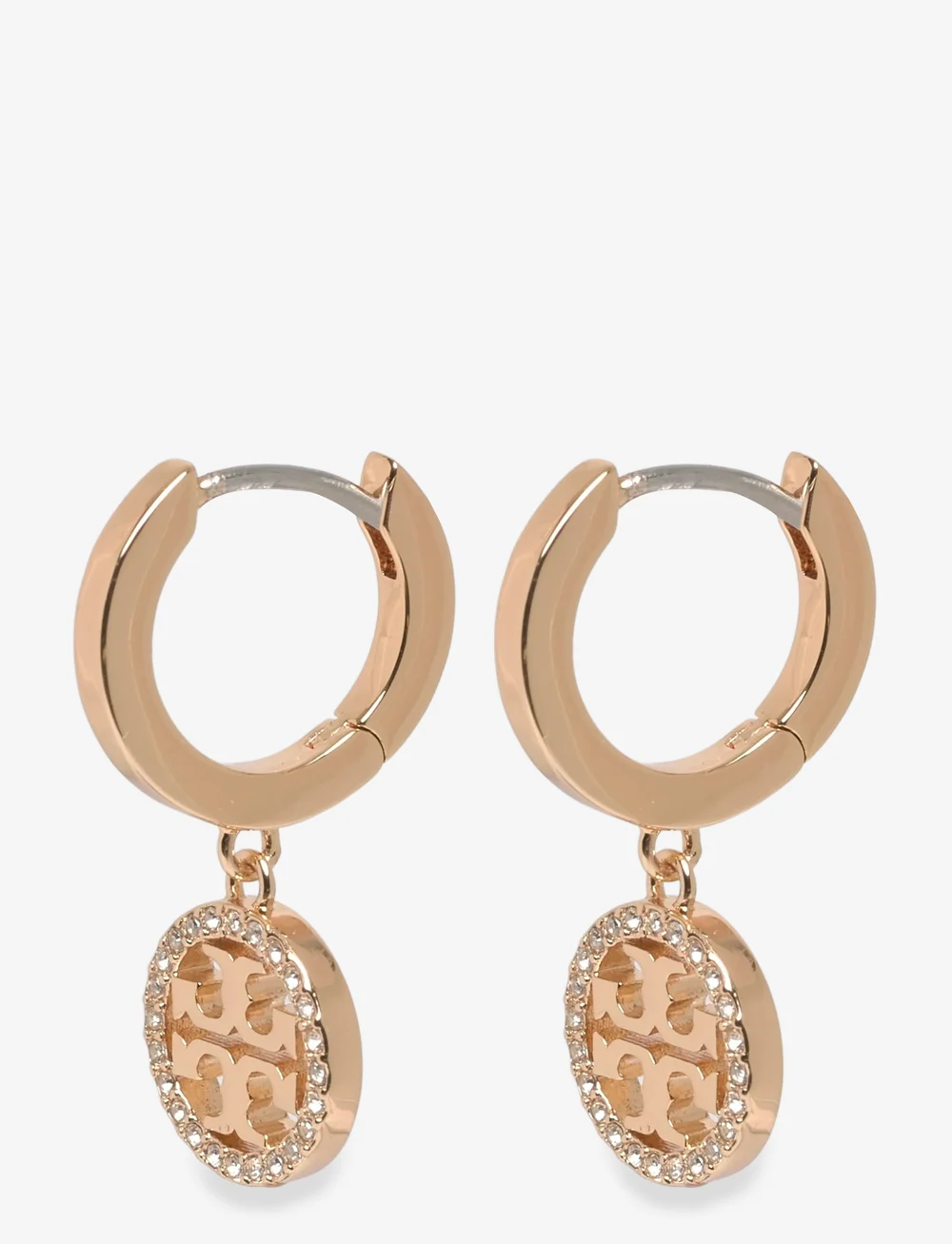 Tory Burch - Miller Pave Huggie Hoop Earrings - hoops kõrvarõngad - tory gold , crystal - 0