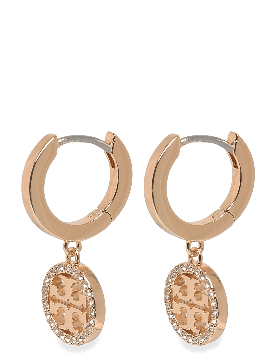 Tory Burch - Icon Pavé Huggie Hoop Earrings - kreolen - tory gold / crystal - 0