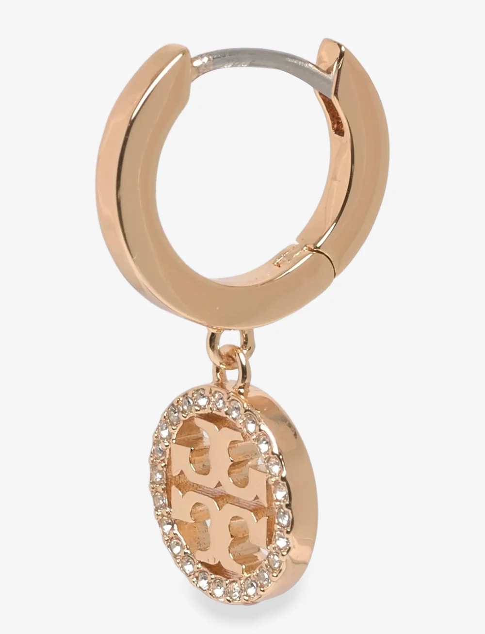 Tory Burch - Miller Pave Huggie Hoop Earrings - hoops kõrvarõngad - tory gold , crystal - 1