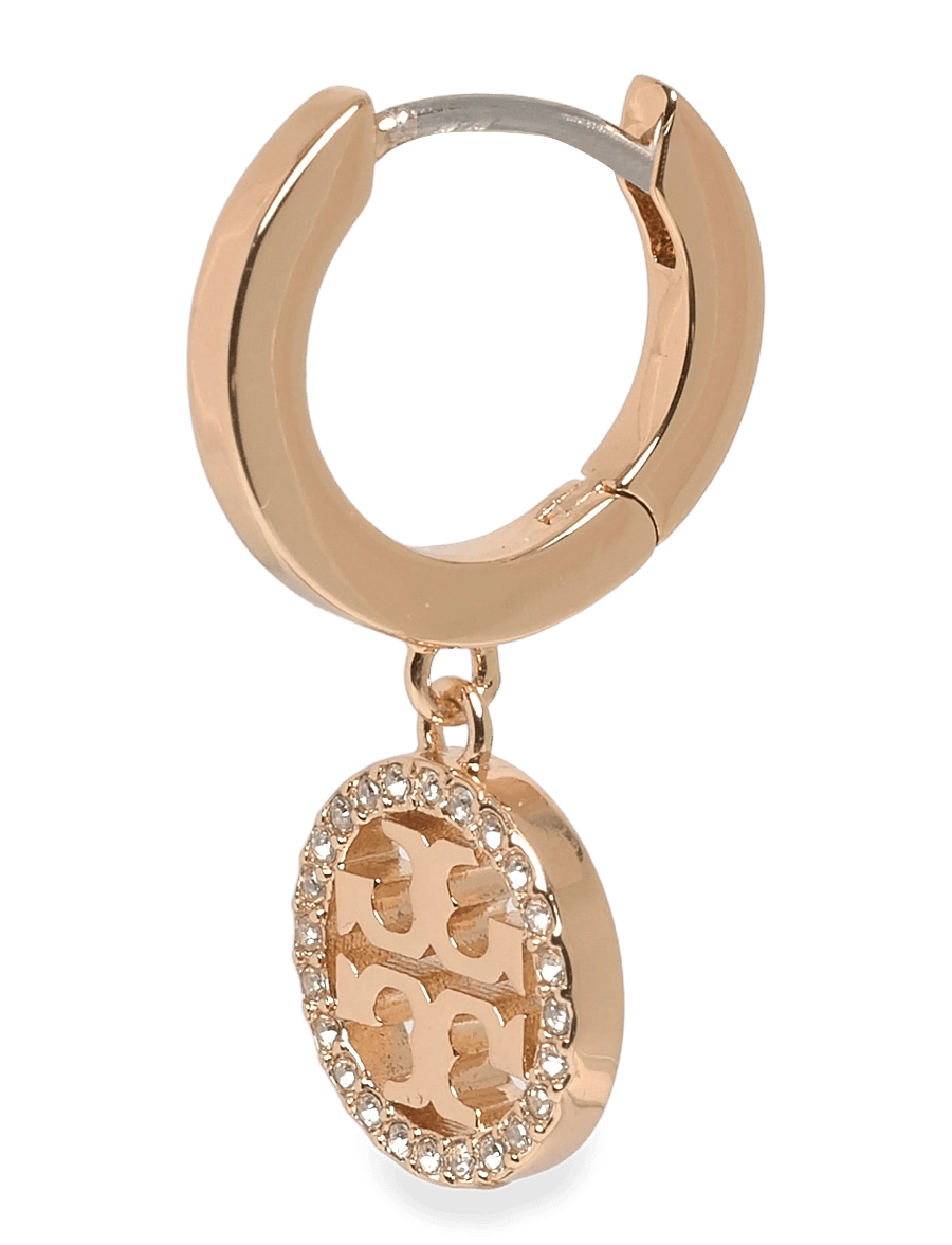 Tory Burch - Icon Pavé Huggie Hoop Earrings - kreolen - tory gold / crystal - 1