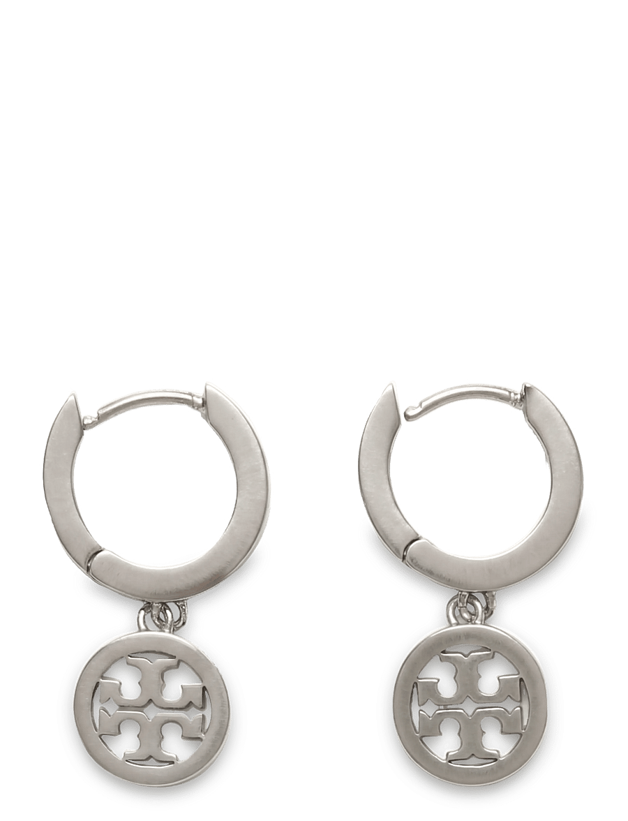 Tory Burch - Icon Pavé Huggie Hoop Earrings - hoops - tory silver / crystal - 1