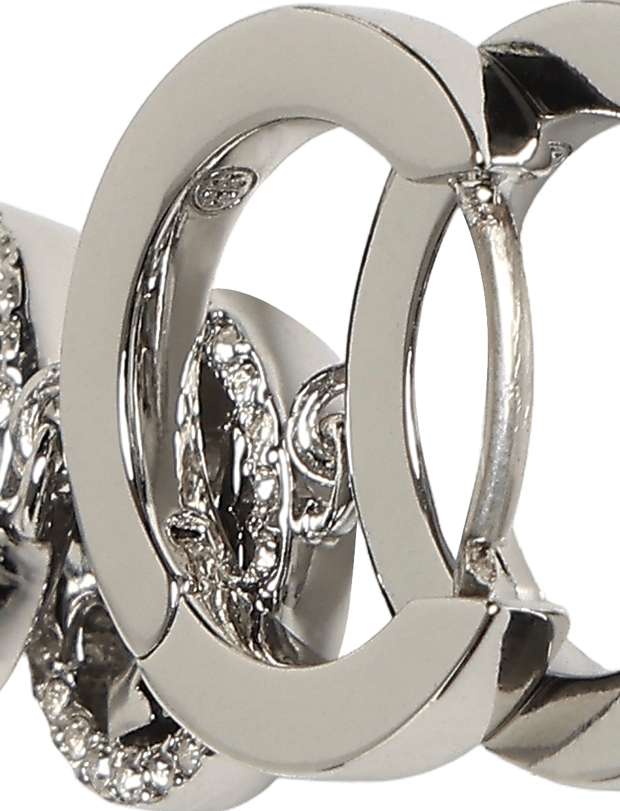 Tory Burch - Icon Pavé Huggie Hoop Earrings - hoops - tory silver / crystal - 2