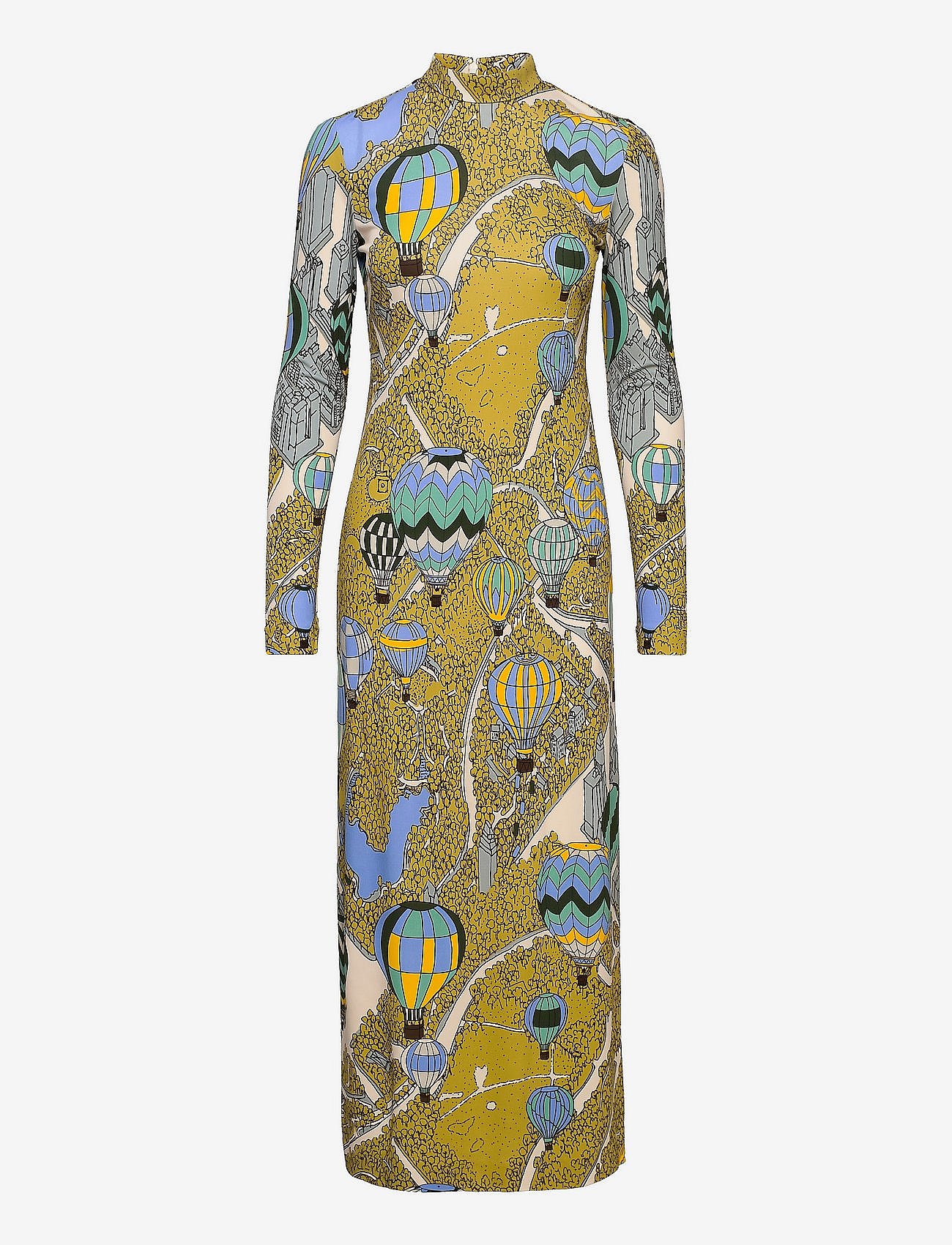 PRINTED MOCKNECK DRESS - BALLOONS IN THE SKY