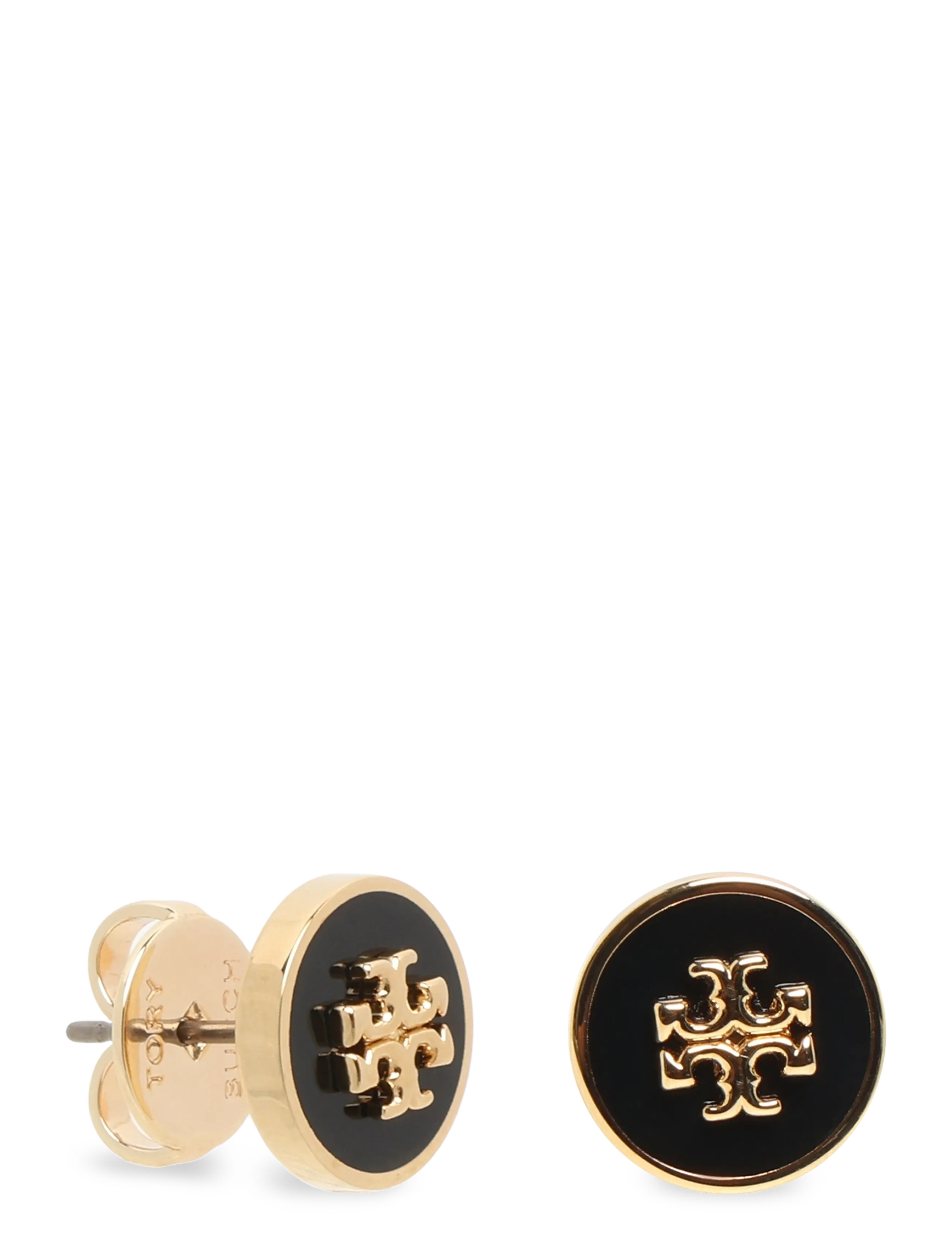 Tory Burch Icon Enamel Stud Earrings - Kollektioner - TORY GOLD / BLACK / gold