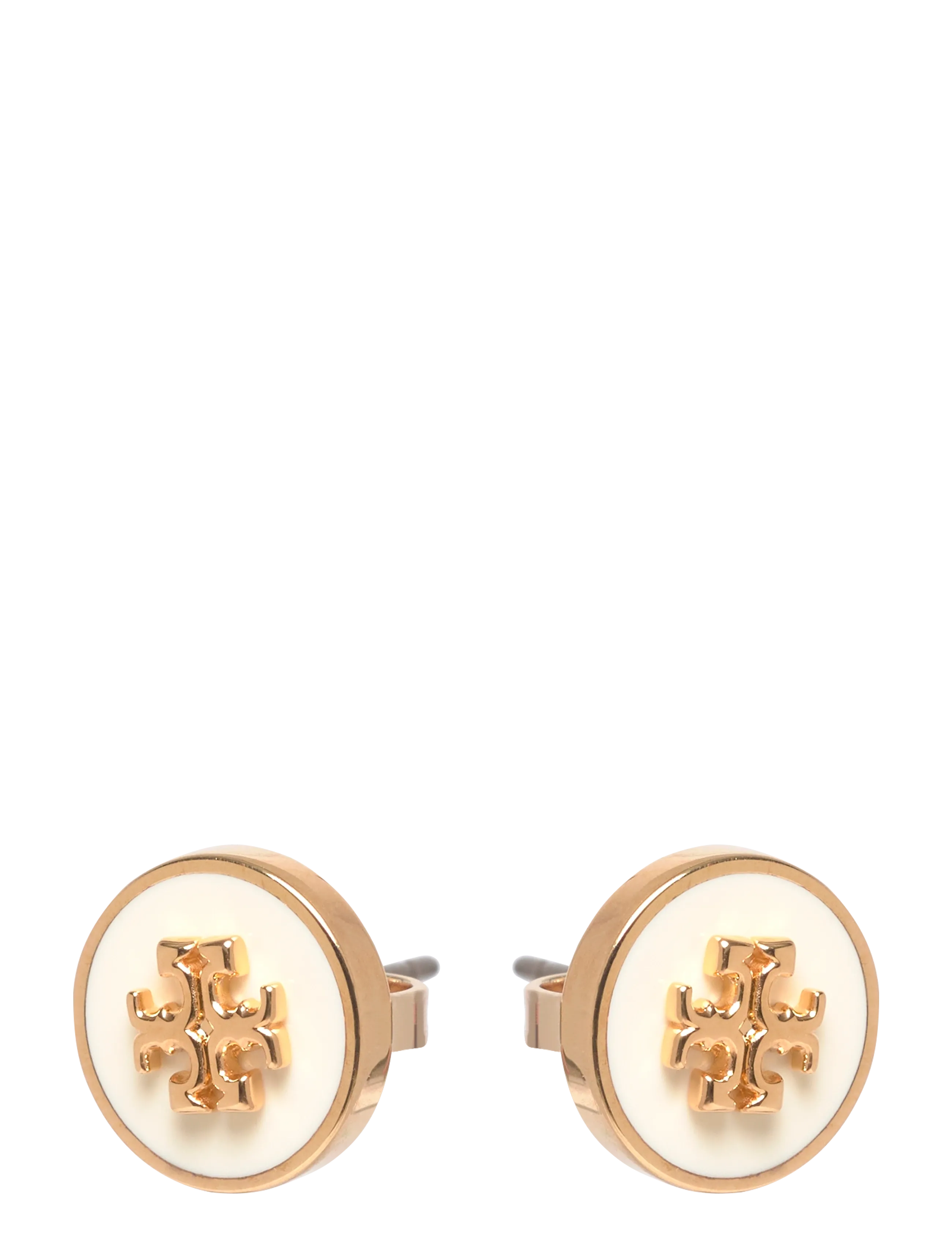 Tory Burch Icon Enamel Stud Earrings - Festtøj - TORY GOLD / NEW IVORY / cream