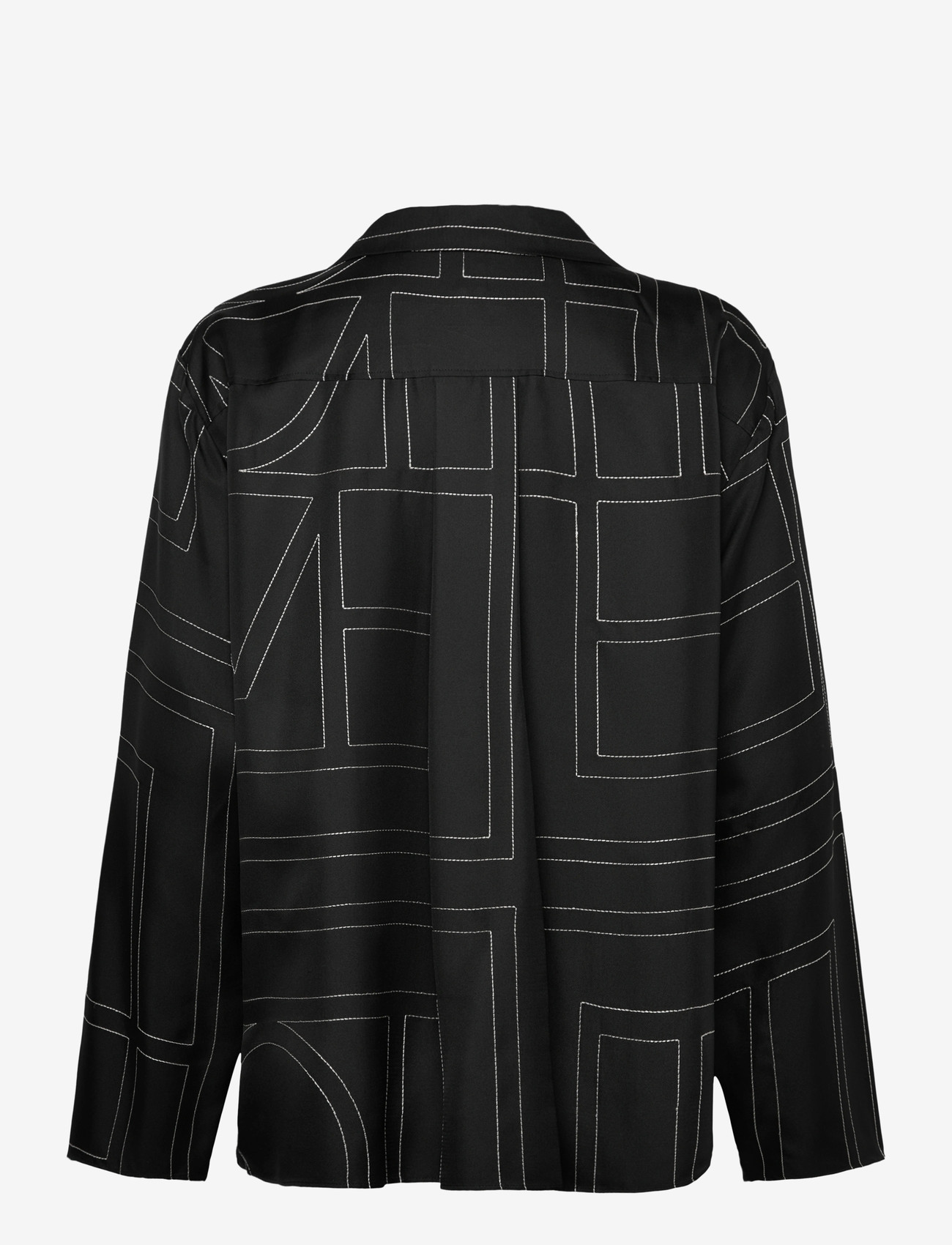 TOTEME - Silk Monogram Pajama Shirt - long-sleeved shirts - black - 2