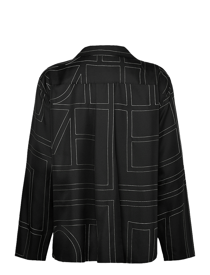 TOTEME - Silk Monogram Pajama Shirt - overhemden met lange mouwen - black - 2