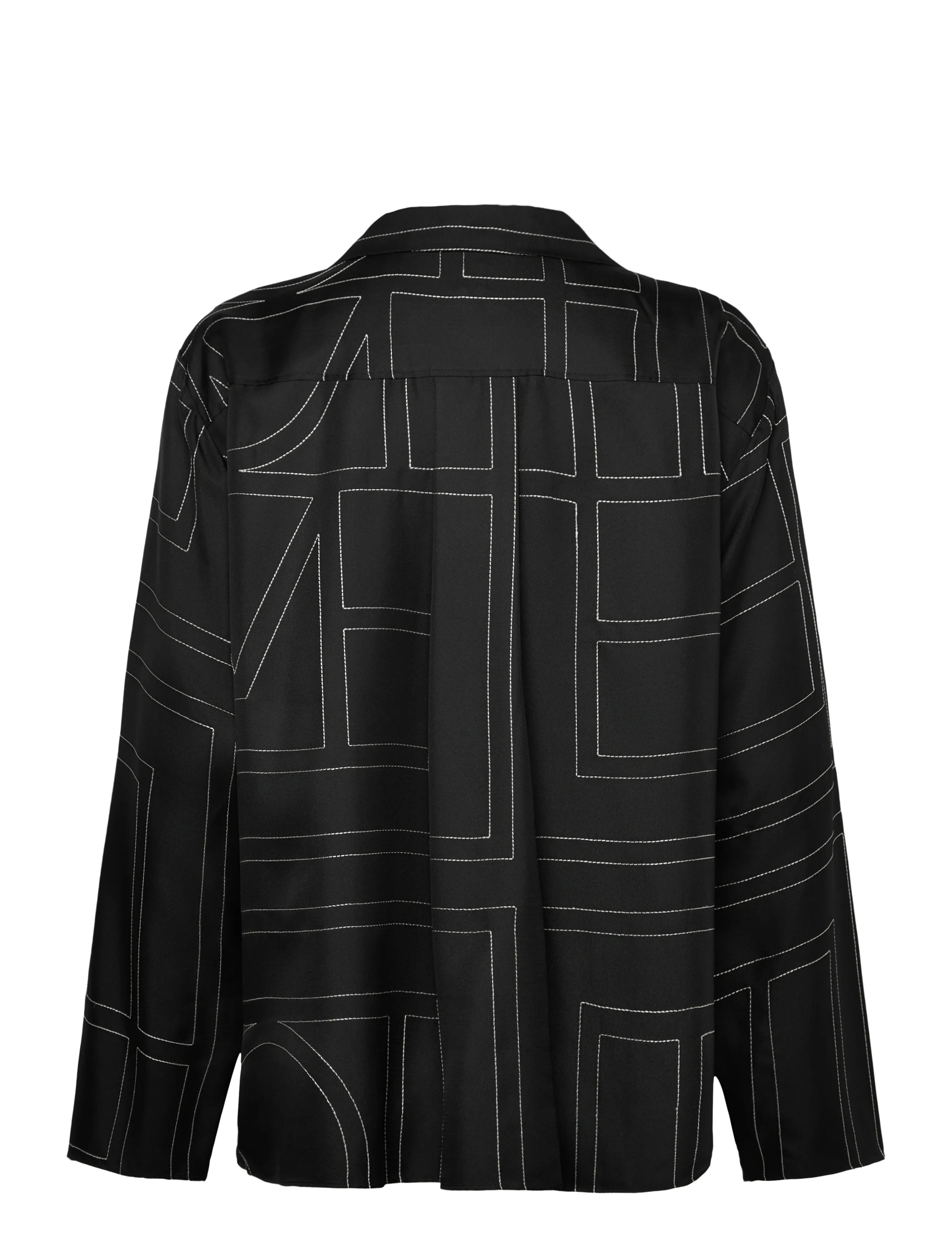 TOTEME - Silk Monogram Pajama Shirt - long-sleeved shirts - black - 2