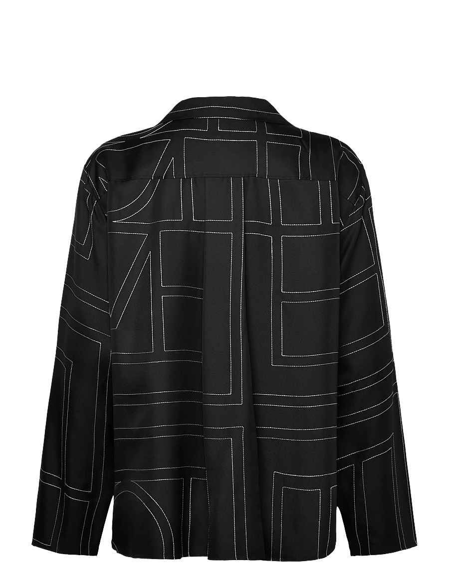 TOTEME - MONOGRAM SILK PJ TOP - overhemden met lange mouwen - black - 2