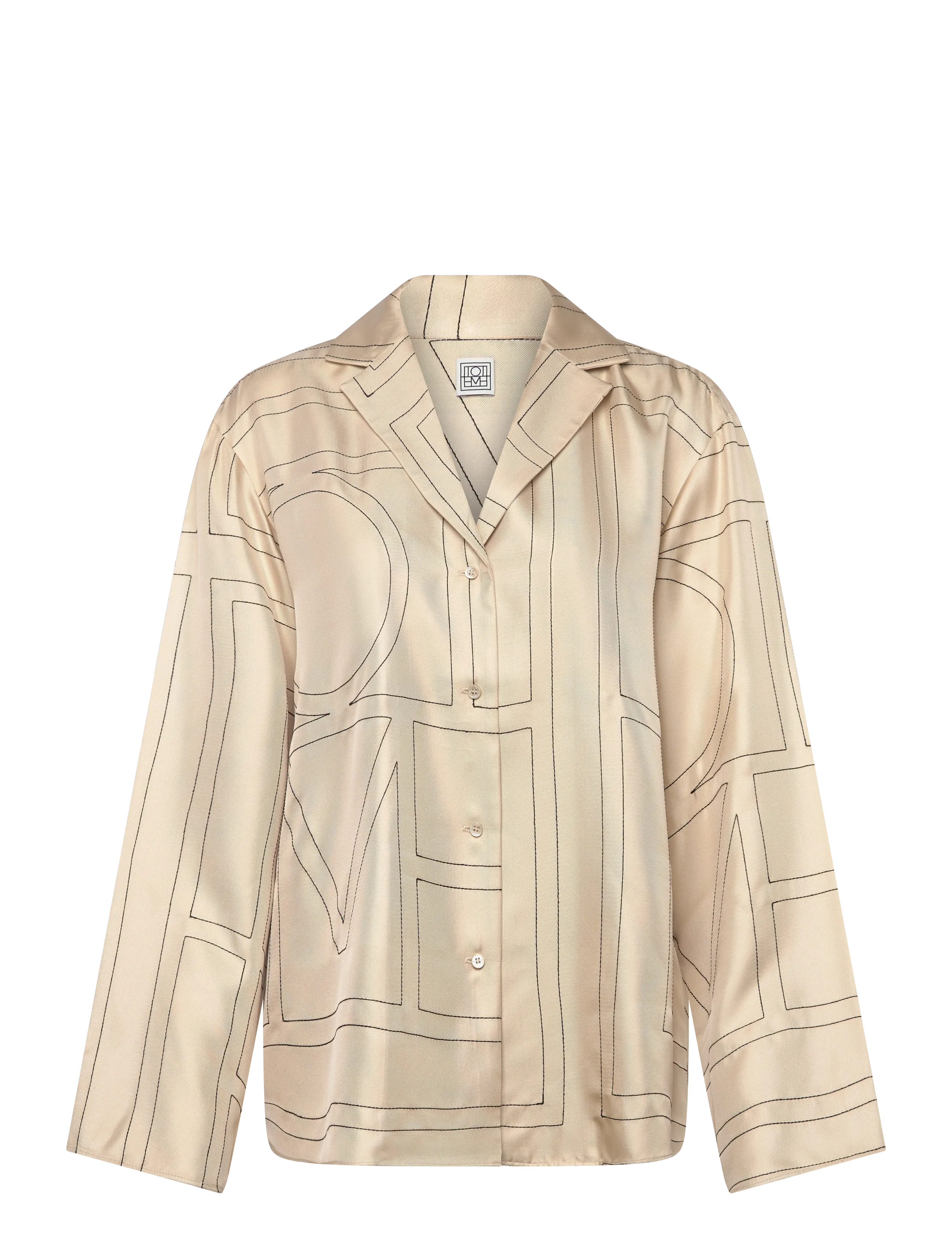 TOTEME Silk Monogram Pajama Shirt - Transitional Layering - CREAM / cream
