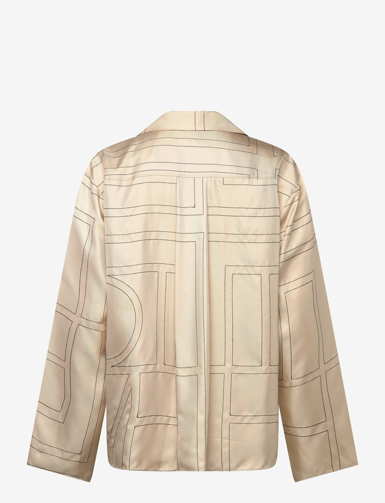 TOTEME - Silk Monogram Pajama Shirt - langærmede skjorter - cream - 2