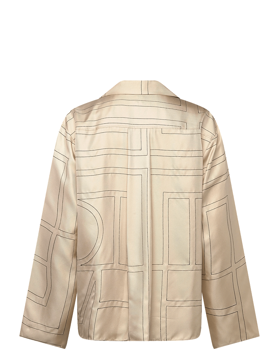 TOTEME - Silk Monogram Pajama Shirt - langärmlige hemden - cream - 2