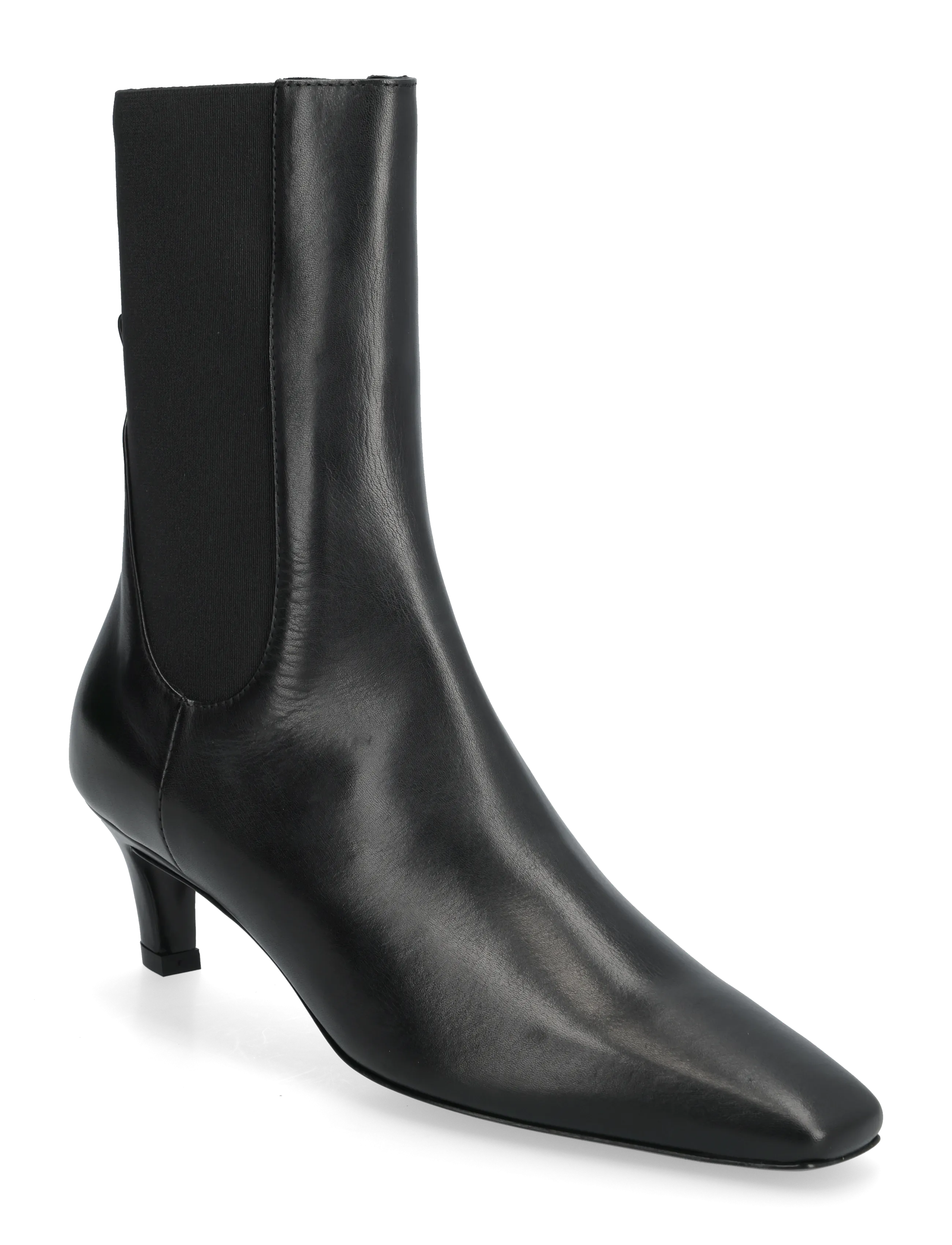 Toteme Leather Mid-Heel Boots - TOTEME - BLACK / black