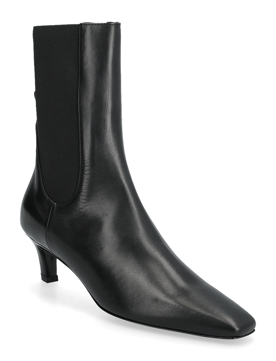 TOTEME - Leather Mid-Heel Boots - stövletter - black - 0