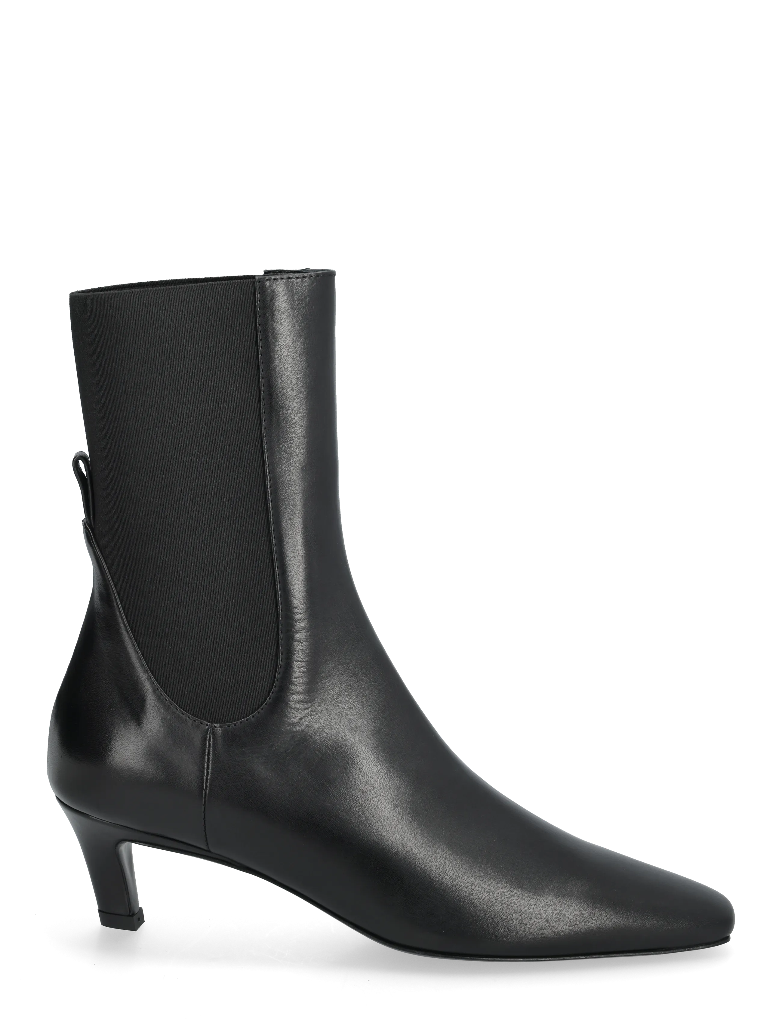 TOTEME - Leather Mid-Heel Boots - heeled ankle boots - black - 1