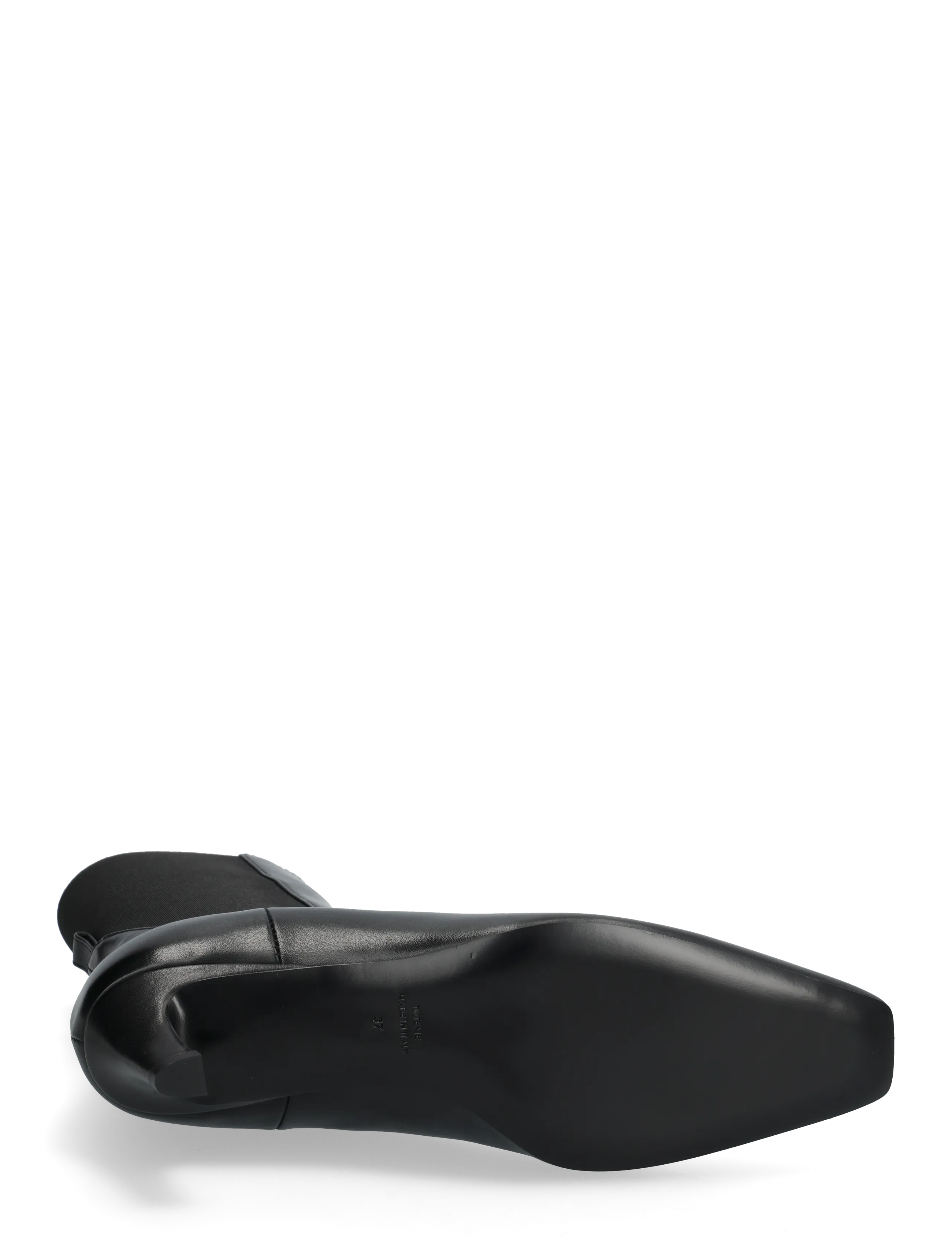 TOTEME - Leather Mid-Heel Boots - heeled ankle boots - black - 4