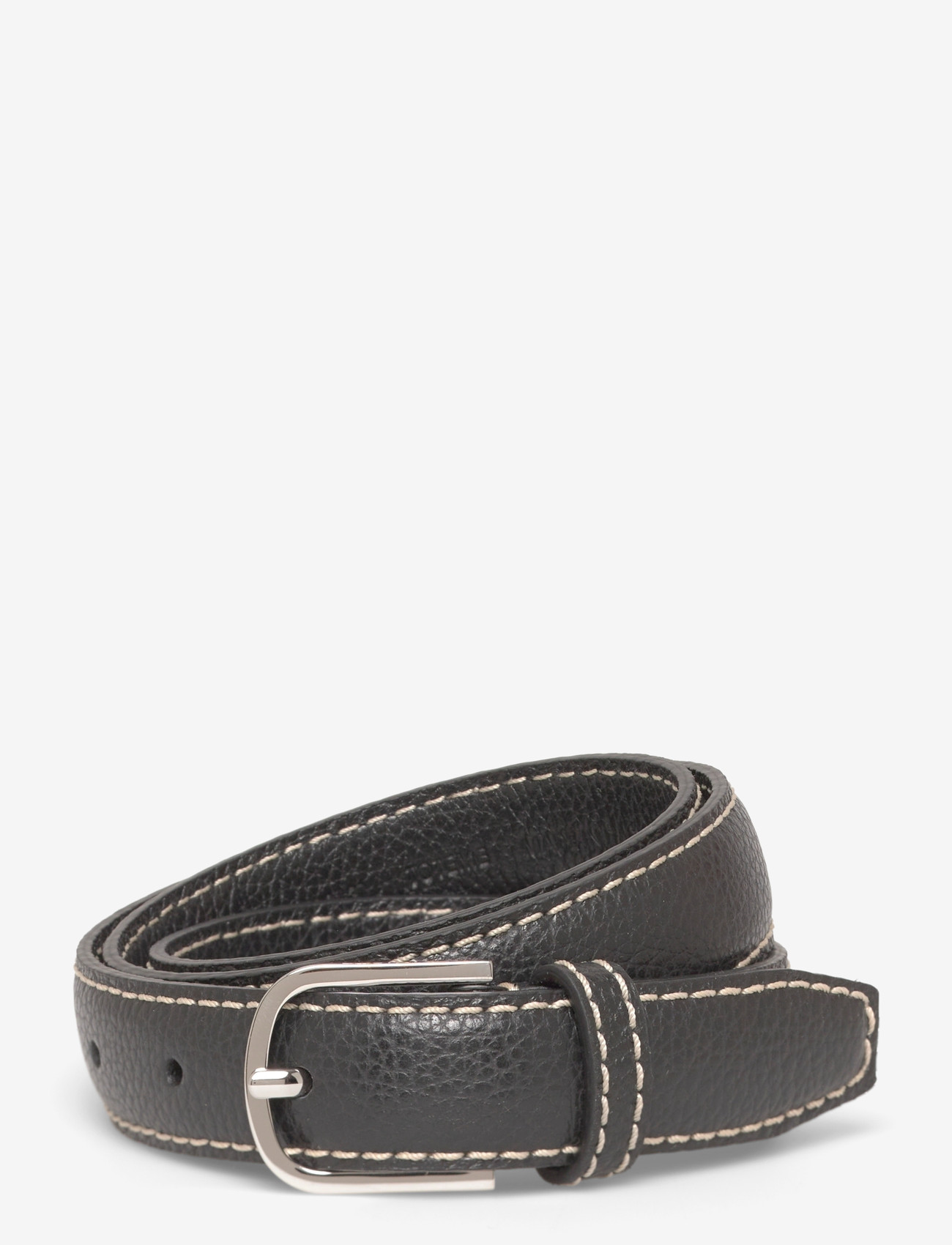 TOTEME - Slim grained leather belt - leather belts - black - 0