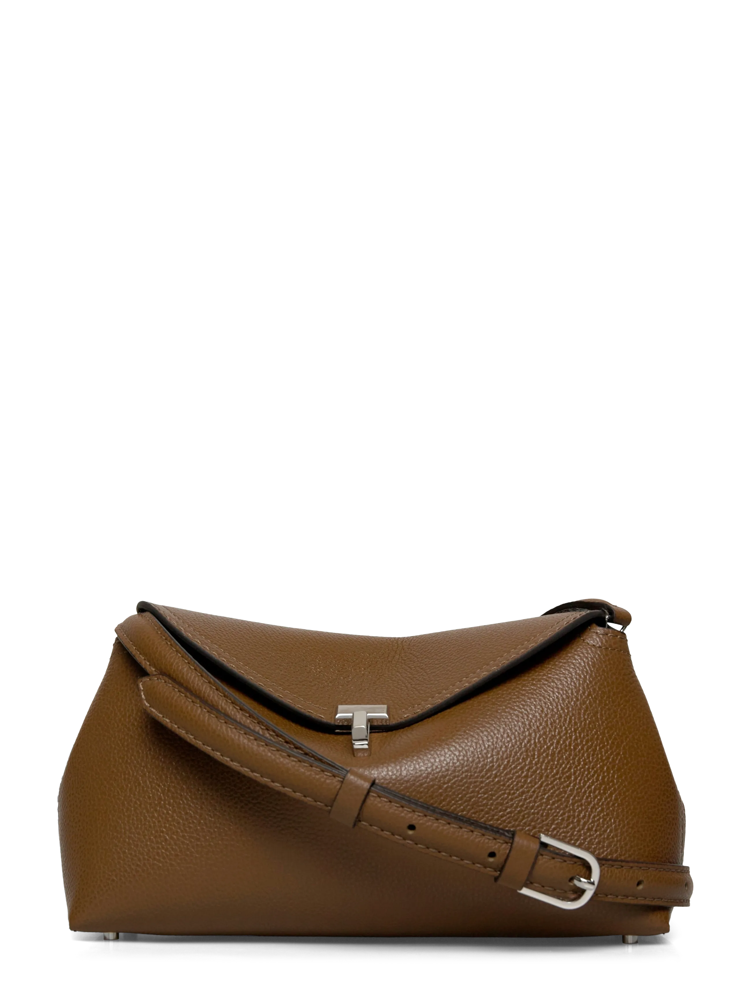 TOTEME Small T-Lock Smooth-Leather Convertible Clutch - TOTEME - DARK TAUPE / brown