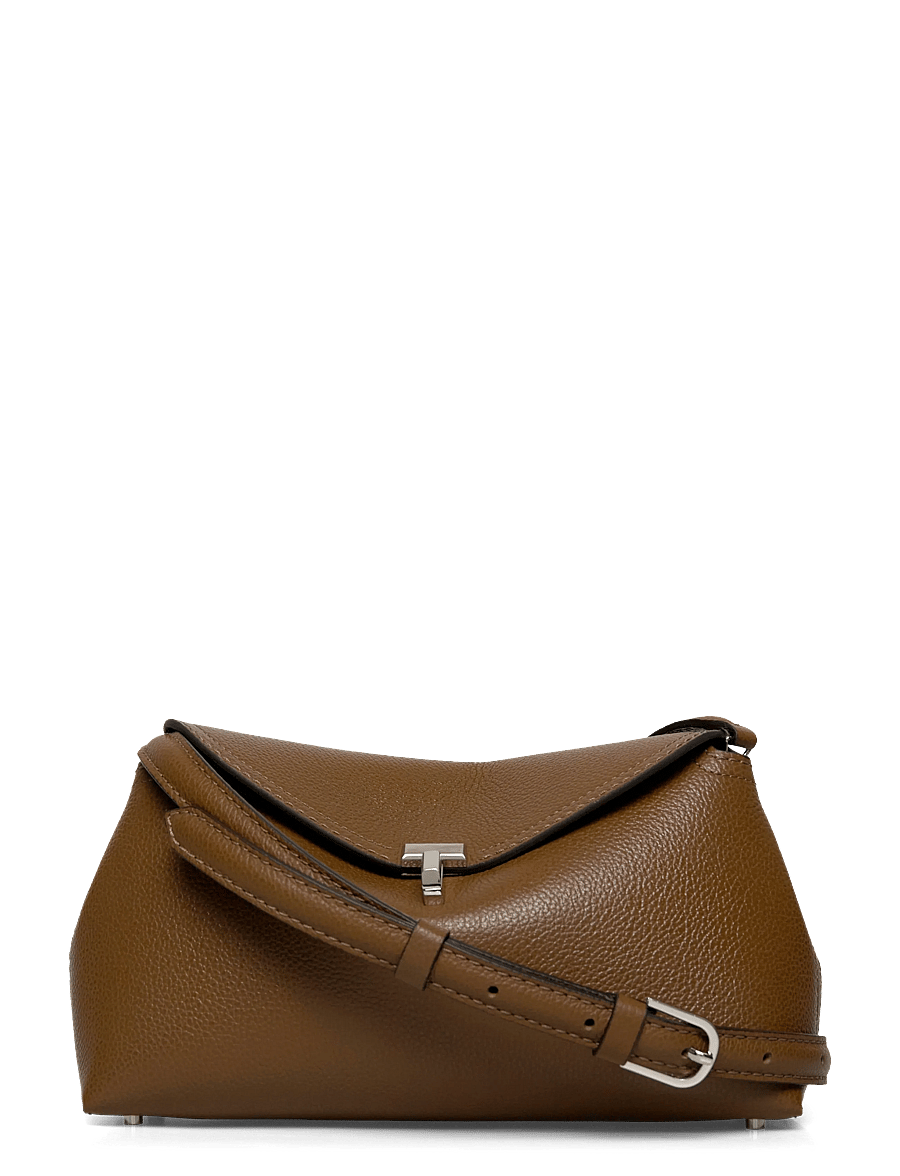 TOTEME - Small T-Lock Smooth-Leather Convertible Clutch - handtaschen - dark taupe - 0