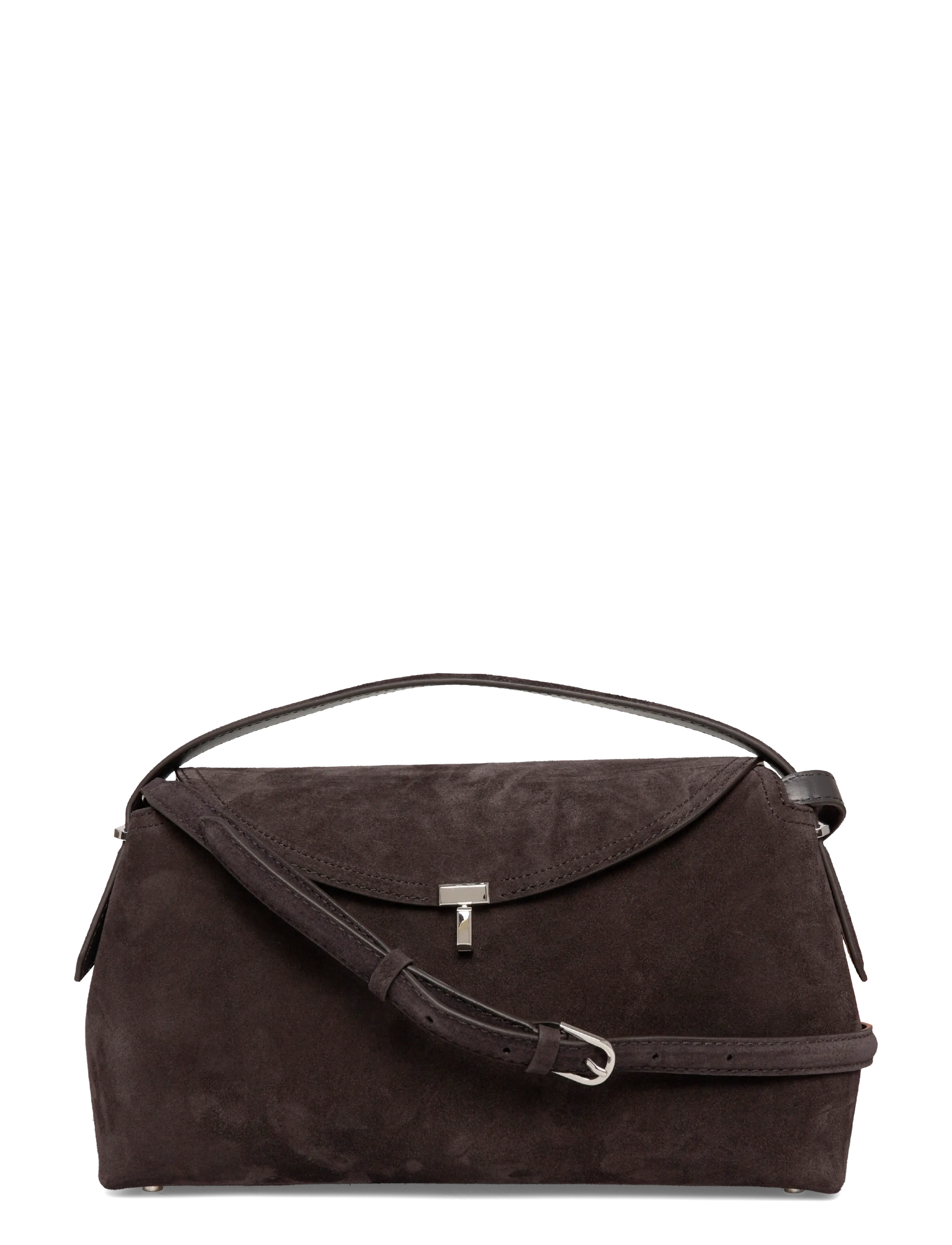 TOTEME T-Lock Suede Top Handle Bag, Kvinder, Top Håndtag Taske, Brun, Str: ONE SIZE