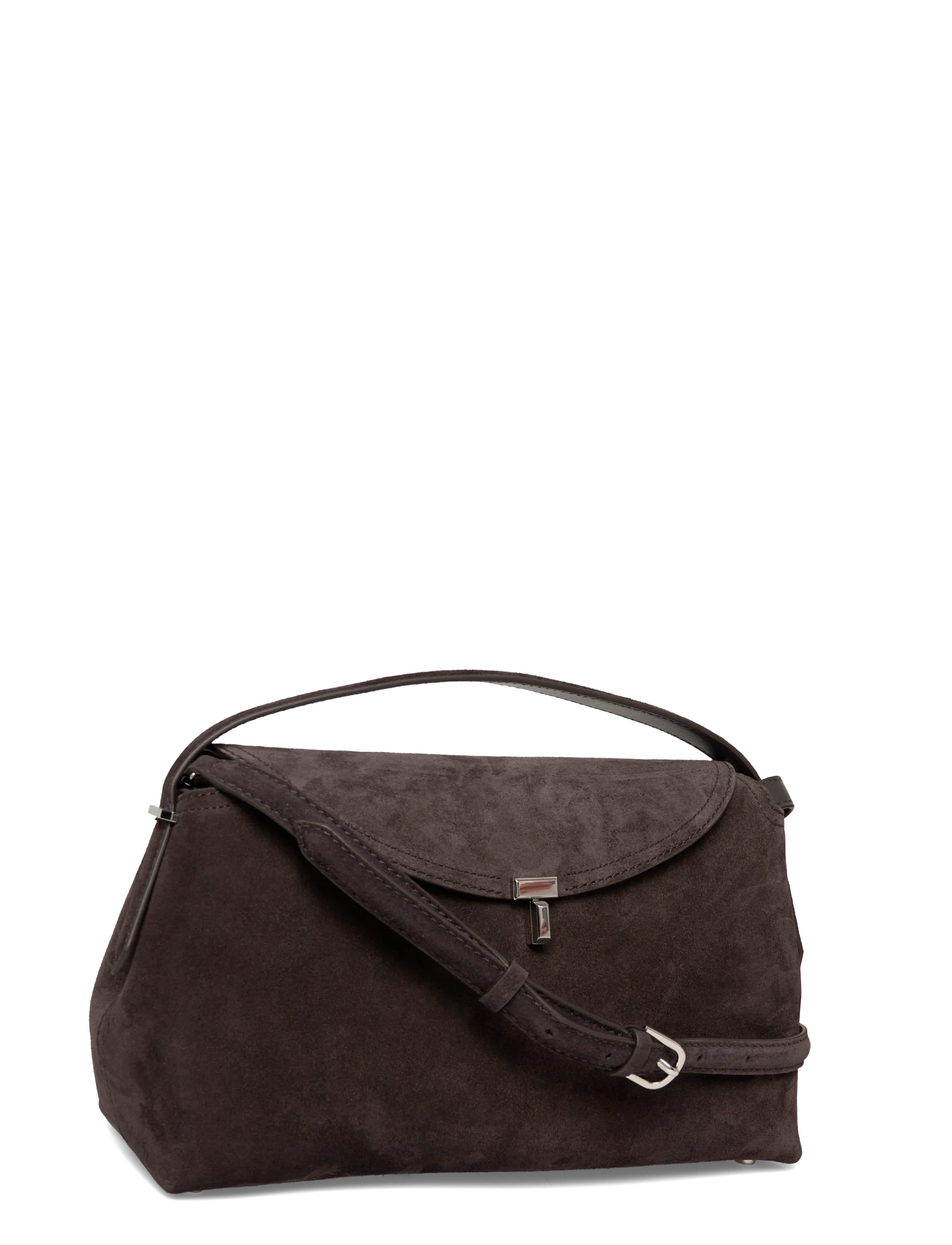 TOTEME - T-Lock Suede Top Handle Bag - handtaschen - brown - 2