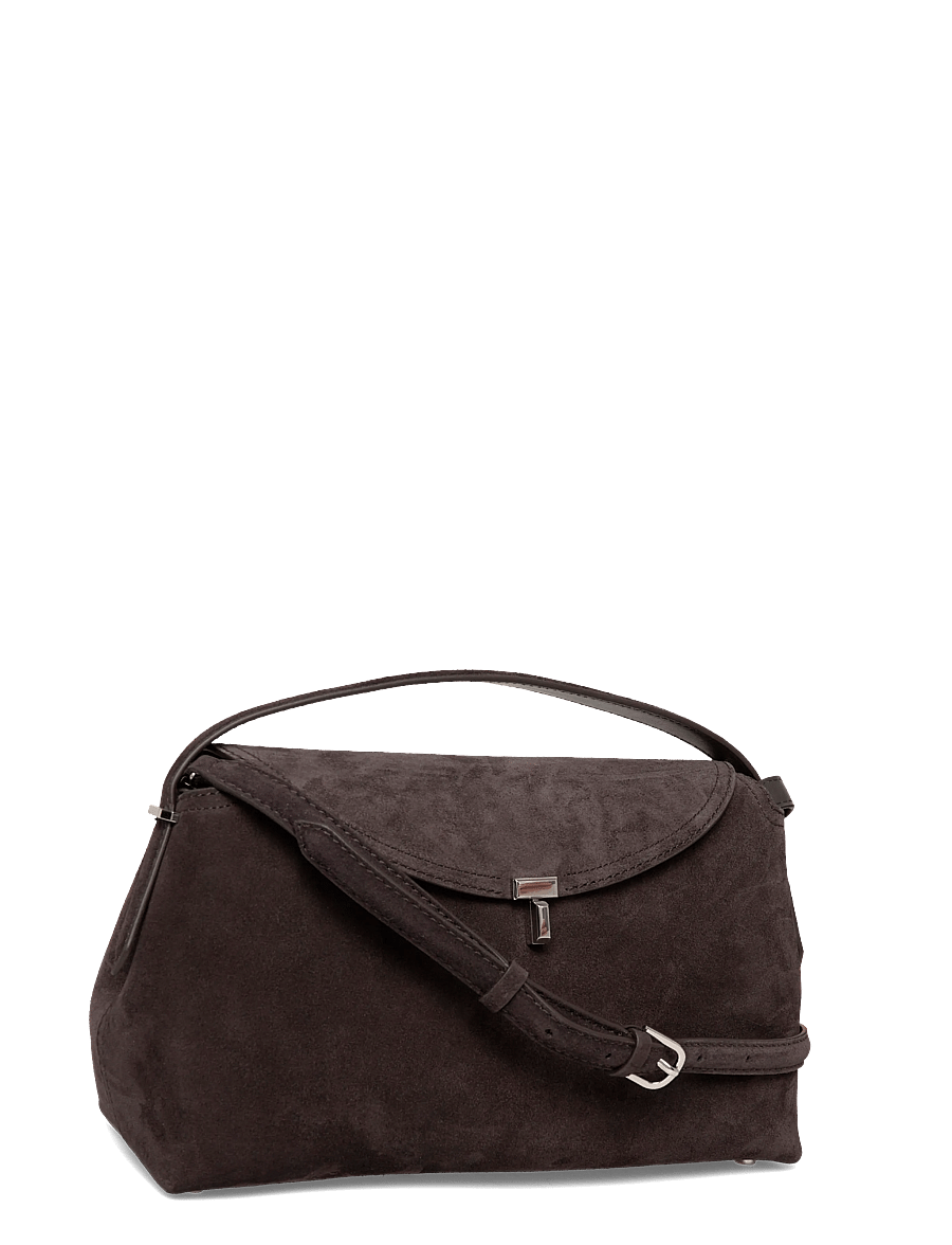 TOTEME - T-Lock Suede Top Handle Bag - handtaschen - brown - 2