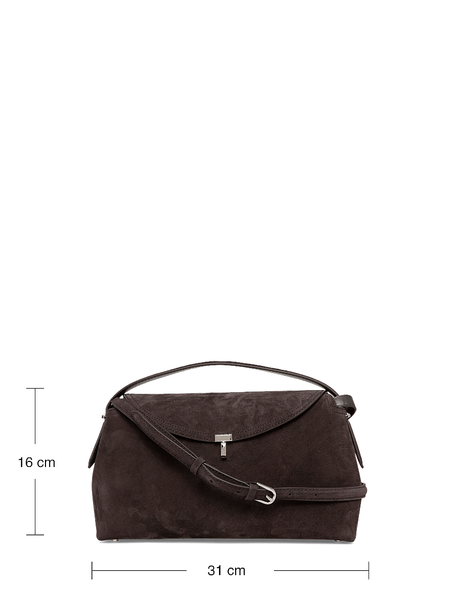 TOTEME - T-Lock Suede Top Handle Bag - handtaschen - brown - 3