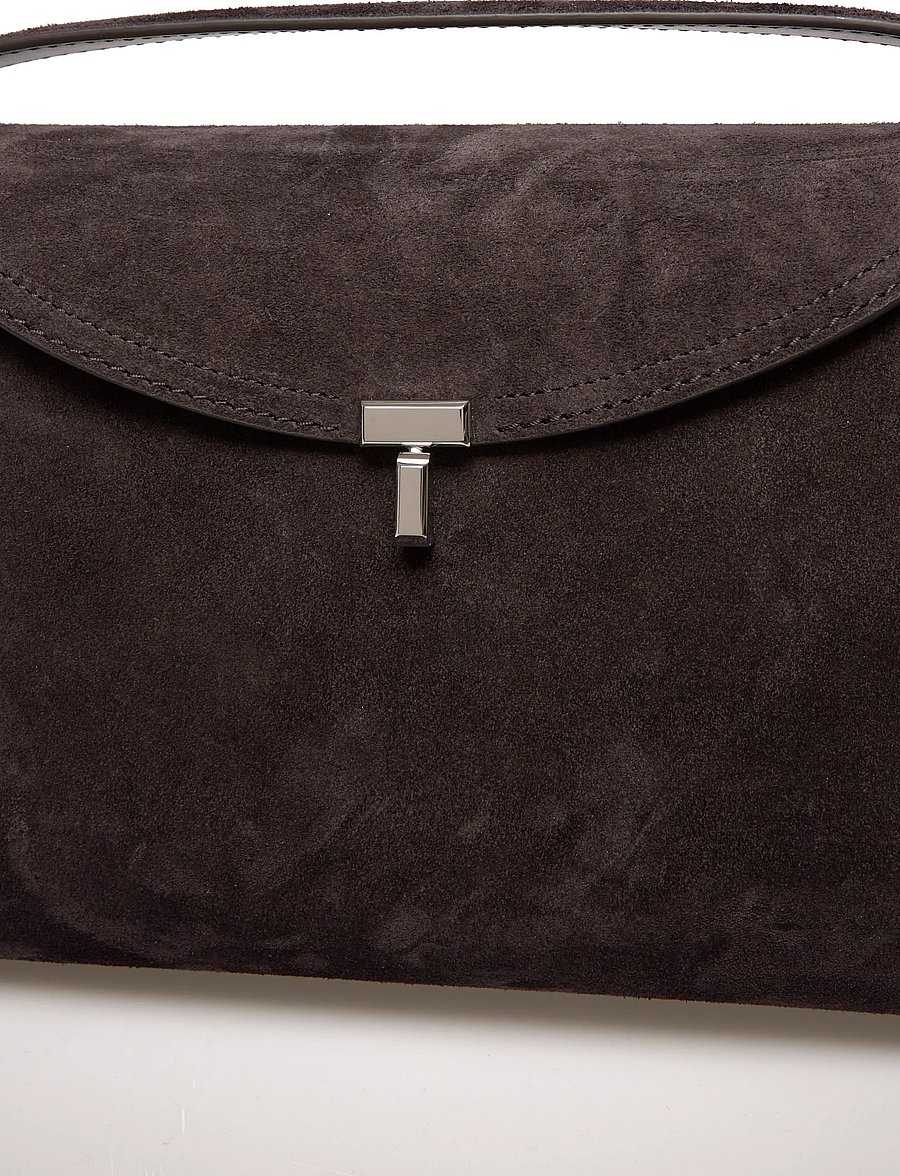 TOTEME - T-Lock Suede Top Handle Bag - handtaschen - brown - 4