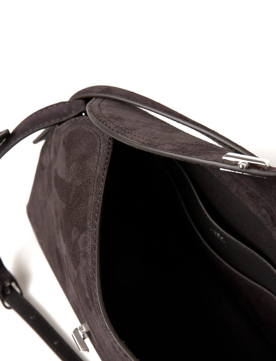 TOTEME - T-Lock Suede Top Handle Bag - handtaschen - brown - 5