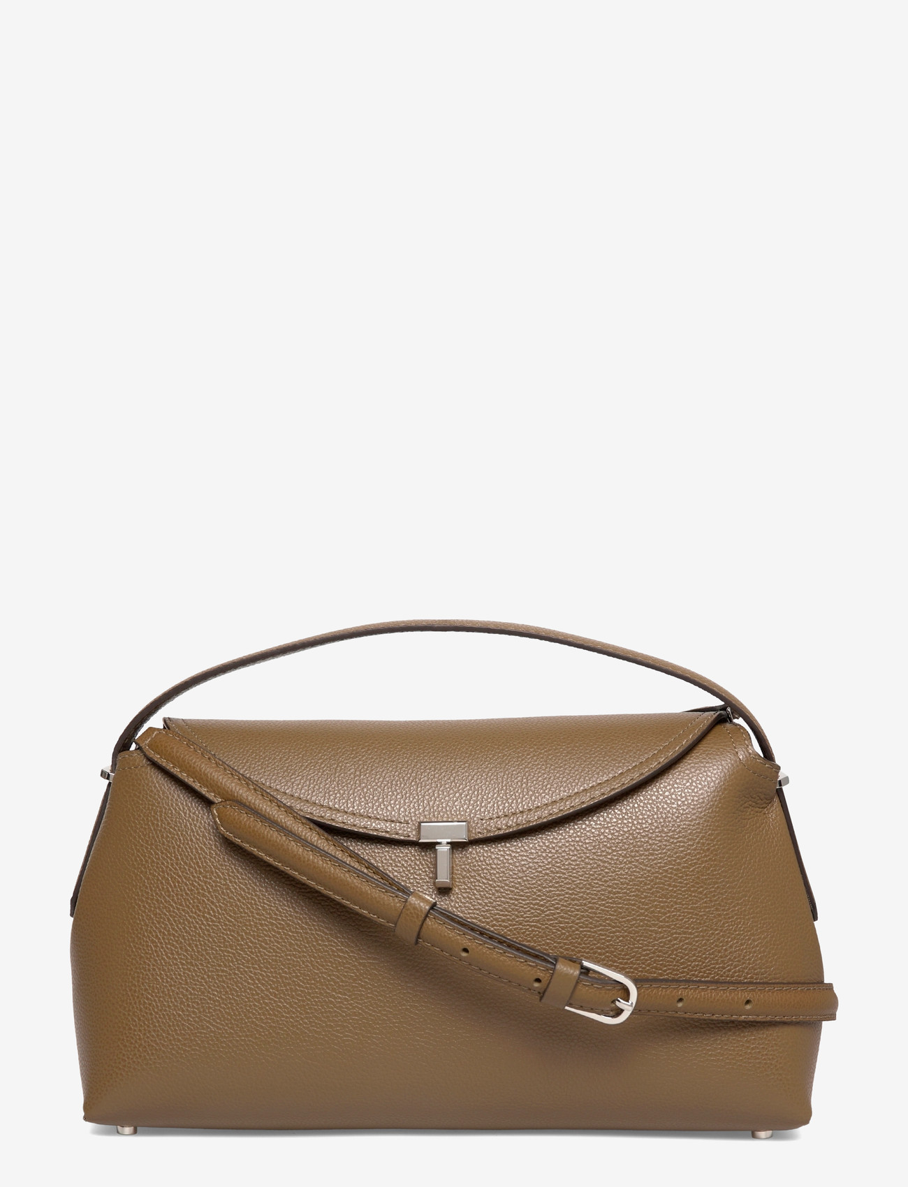 TOTEME - T-Lock Grained-Leather Top-Handle Bag - käekotid - brown - 0