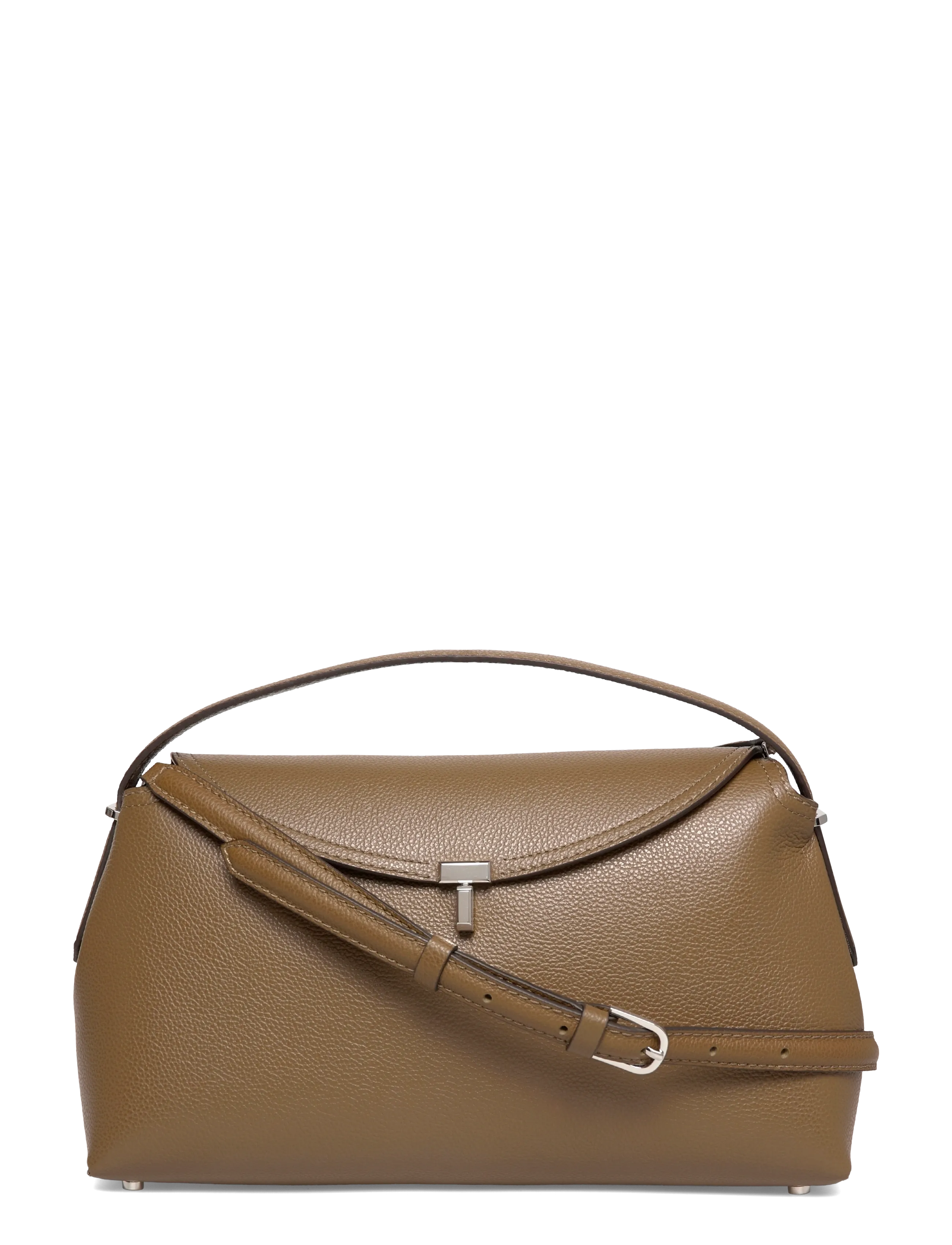 TOTEME T-Lock Grained-Leather Top-Handle Bag - Skuldertasker - BROWN / brown