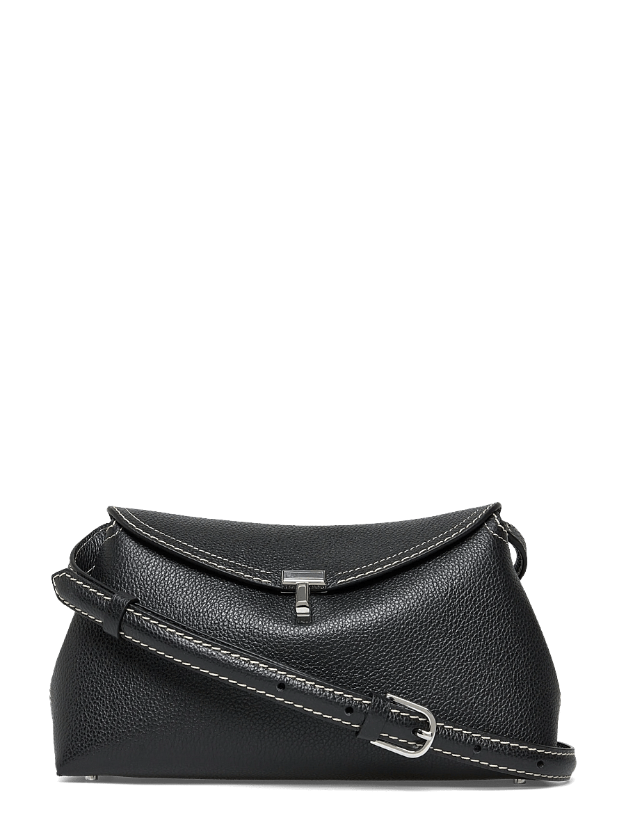 TOTEME - T-lock grained-leather clutch - håndtasker - black - 0