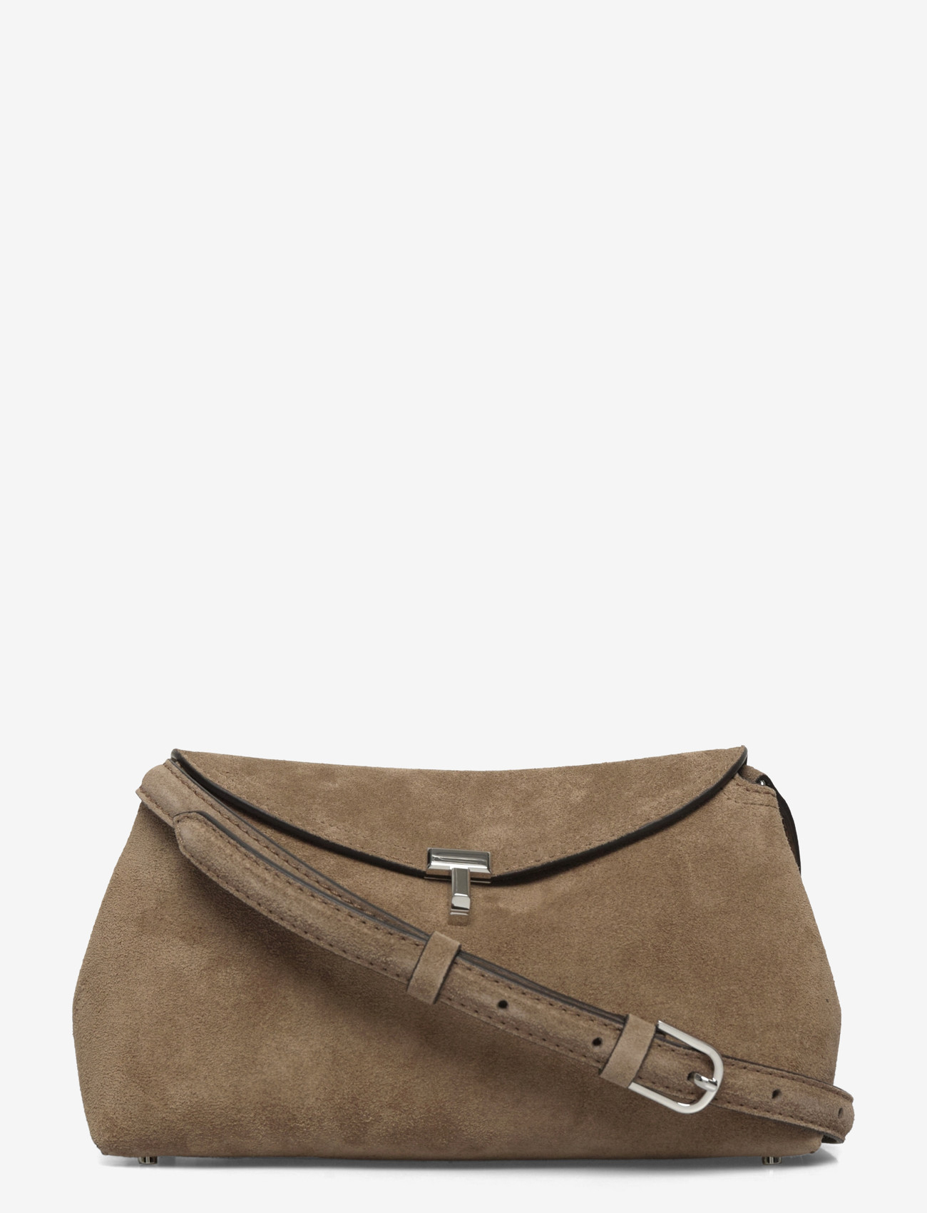 TOTEME - Suede T-Lock Clutch - käsilaukut - brown - 0
