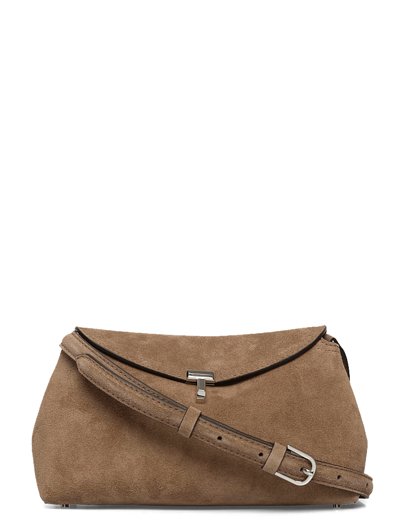 TOTEME - Suede T-Lock Clutch - käsilaukut - brown - 0