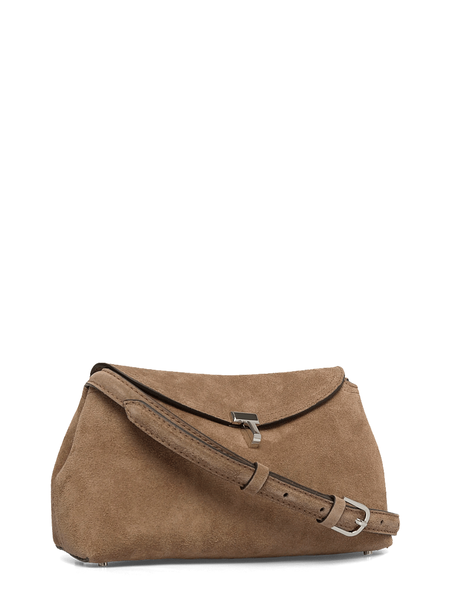 TOTEME - Suede T-Lock Clutch - handtaschen - brown - 2