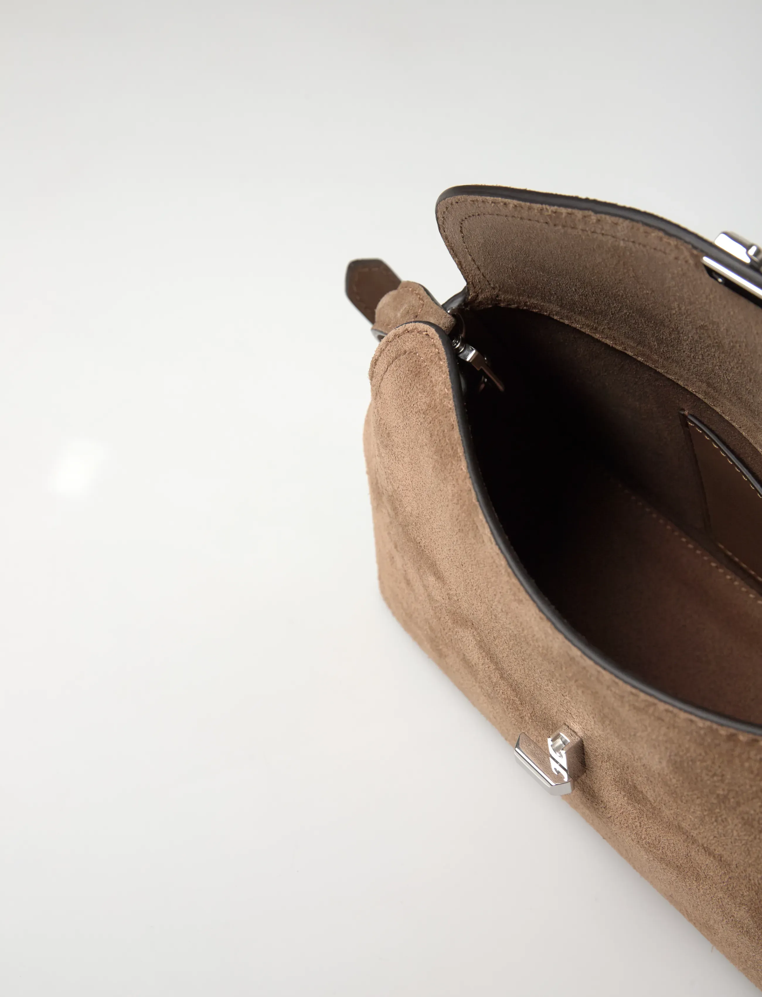 TOTEME - Suede T-Lock Clutch - brown - 5