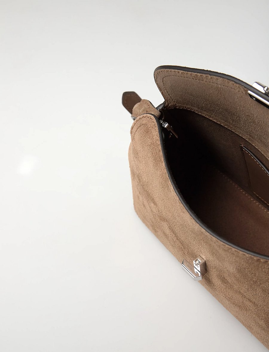 TOTEME - Suede T-Lock Clutch - handtaschen - brown - 5