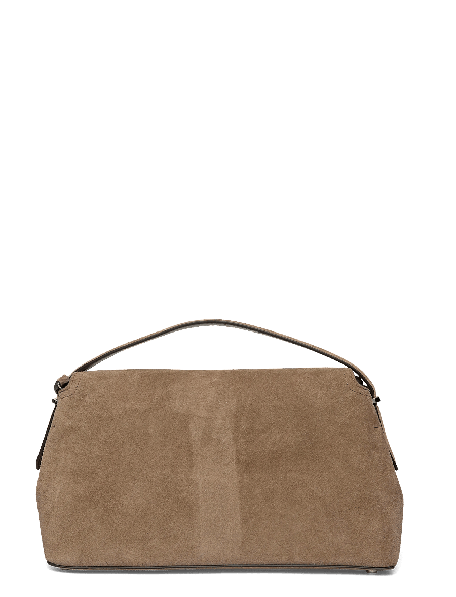TOTEME - T Lock Suede Top Handle Bag - handväskor - brown - 1