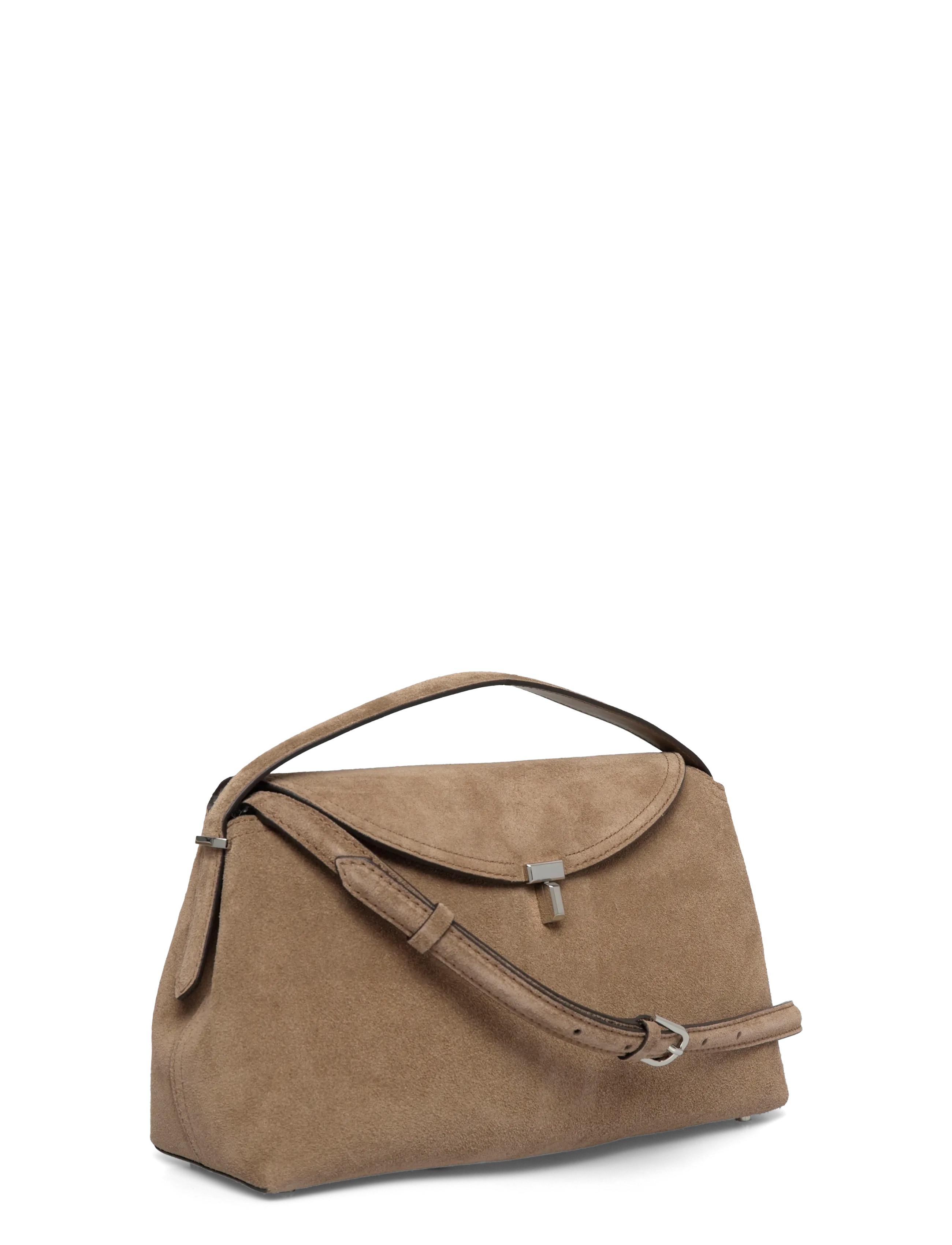 TOTEME - T-Lock suede top handle bag - brown - 2
