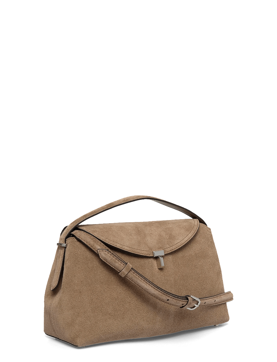 TOTEME - T Lock Suede Top Handle Bag - handväskor - brown - 2