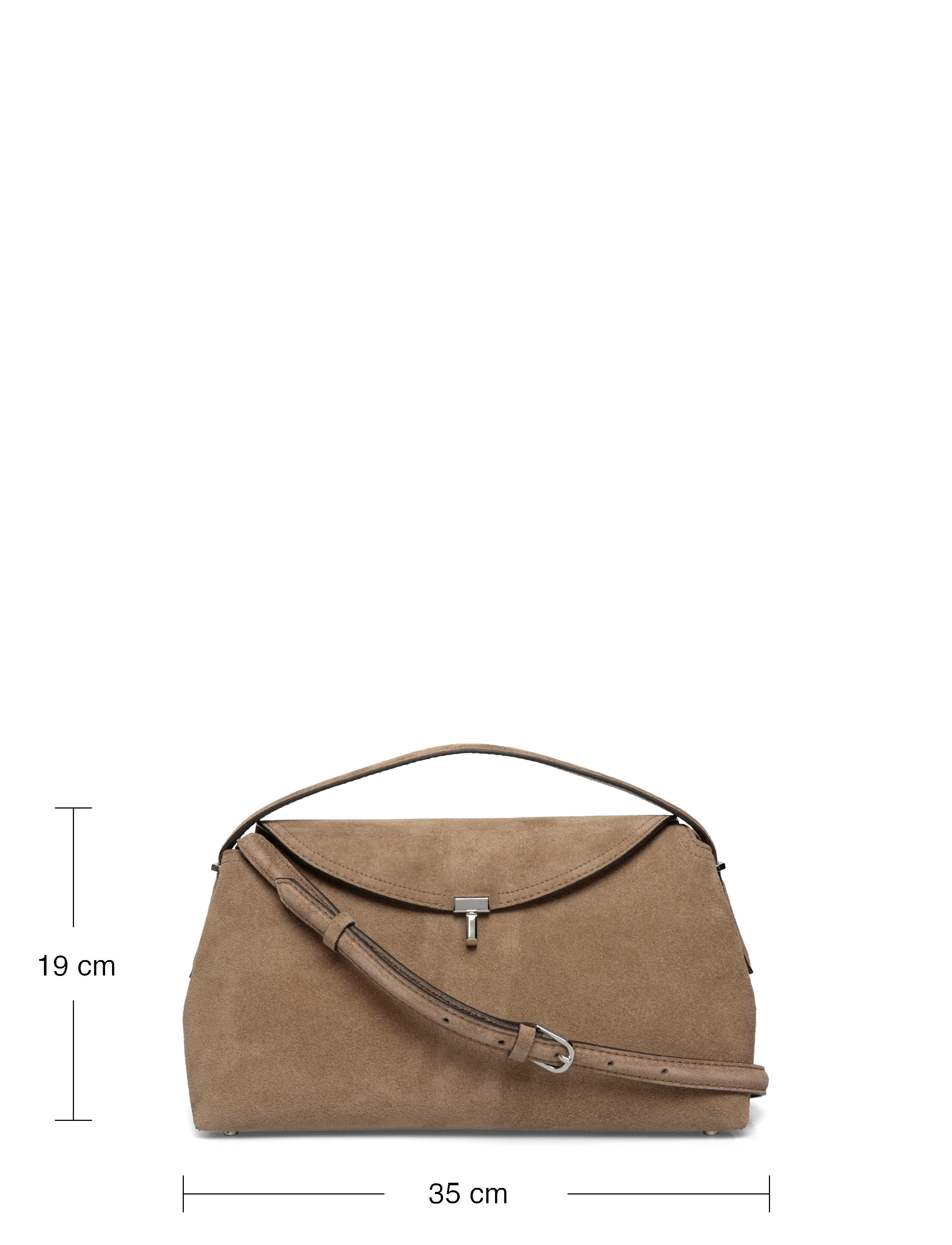 TOTEME - T-Lock suede top handle bag - brown - 3