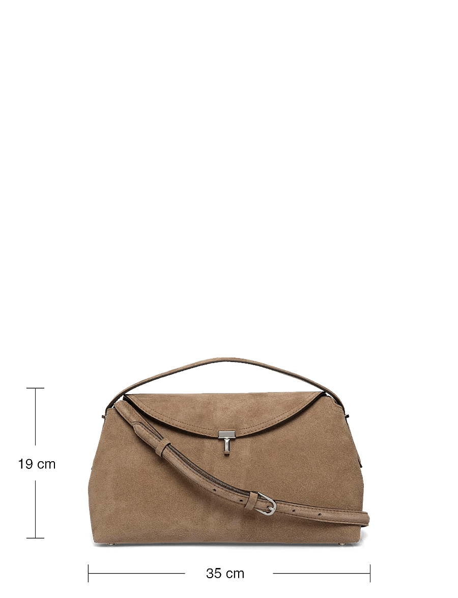 TOTEME - T Lock Suede Top Handle Bag - handväskor - brown - 3