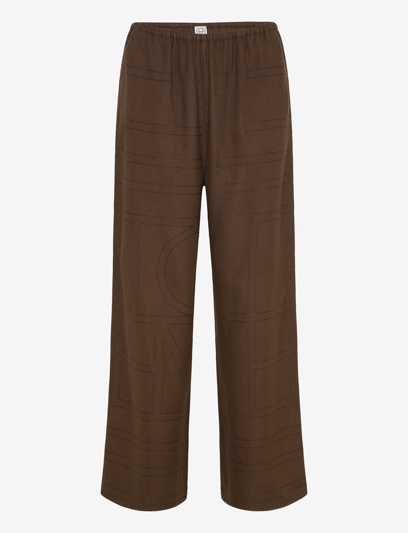 TOTEME - Flannel Pajama Trousers - bukser med brede ben - dark brown - 0