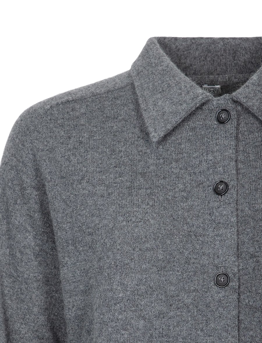 TOTEME - Raglan Sleeve Cashmere Cardigan - kashmir - grey - 2