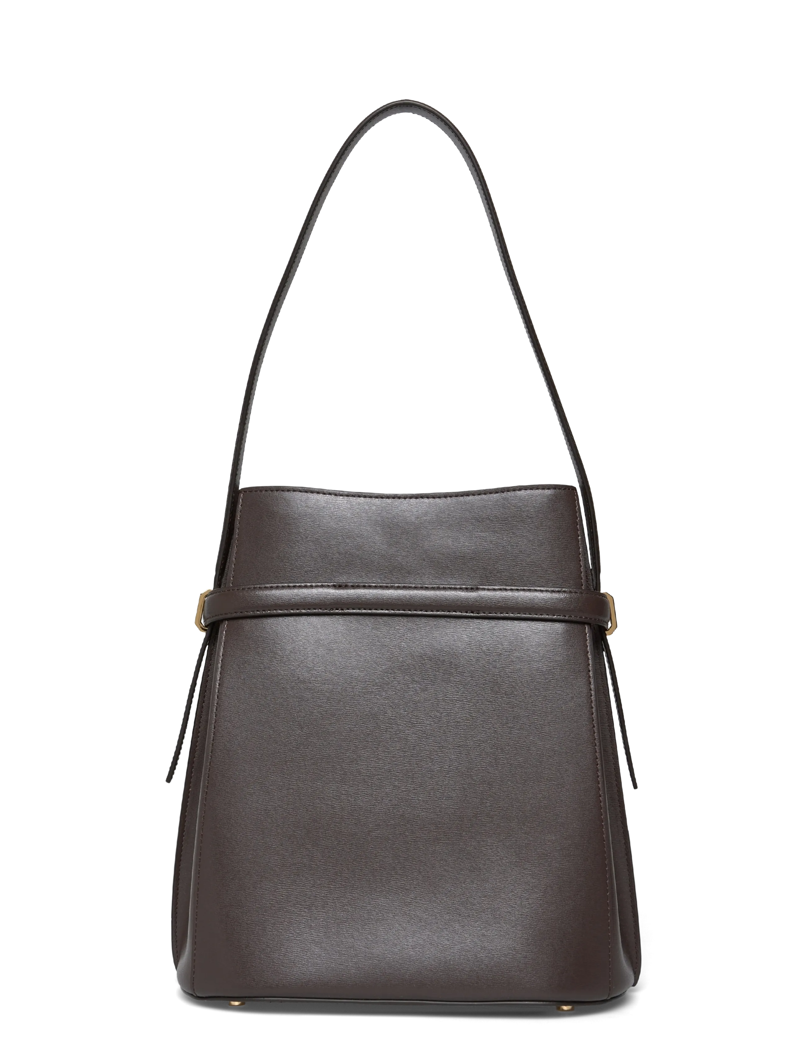 TOTEME - Belted Leather Bucket Bag - bark - 1