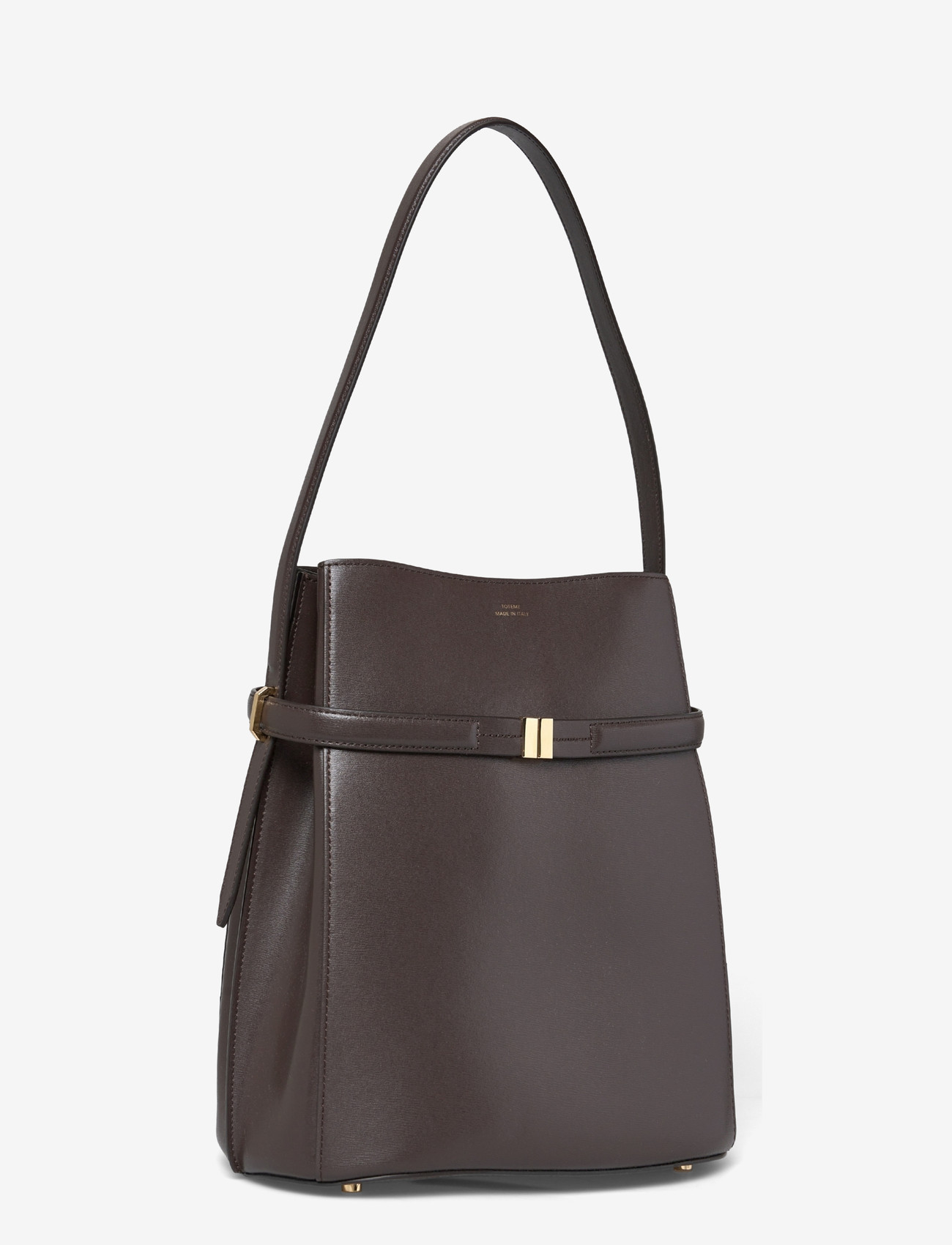 TOTEME - Belted Leather Bucket Bag - særlige begivenheder - bark - 2